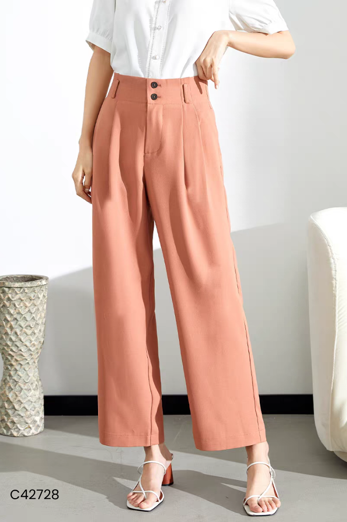 Quần culottes vải nâu 2 khuy