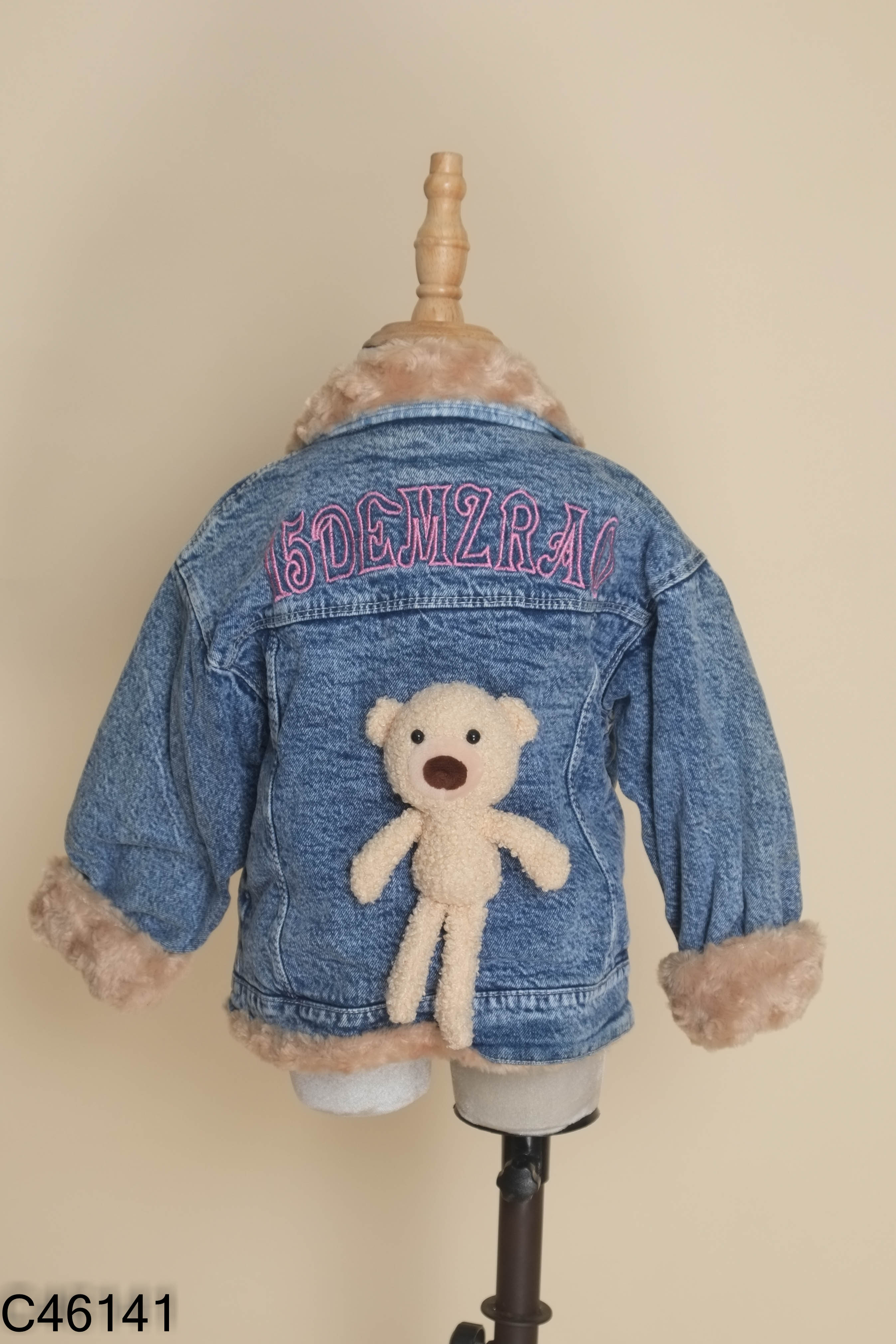 Áo khoác jeans xanh lót lông kids