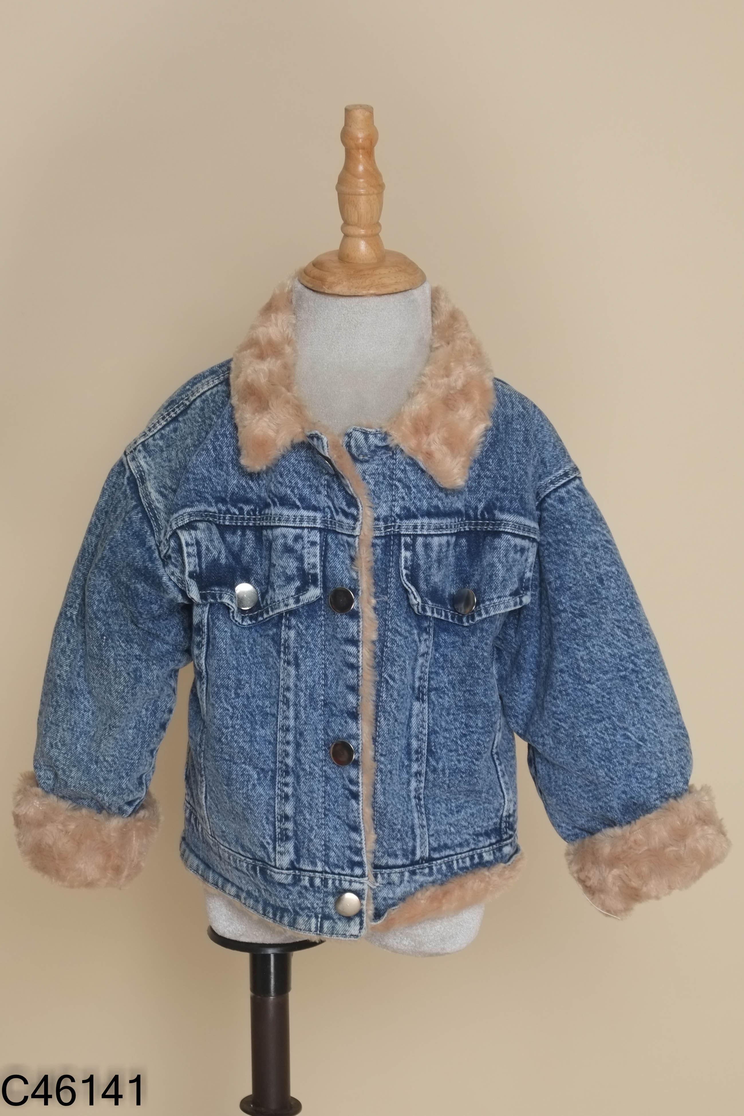 Áo khoác jeans xanh lót lông kids