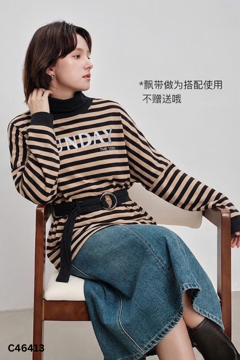 Áo đen kẻ nâu dài tay