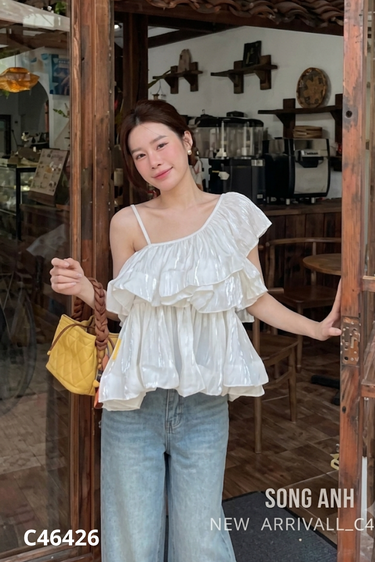 Áo trắng organza TI NGOAN phối bèo