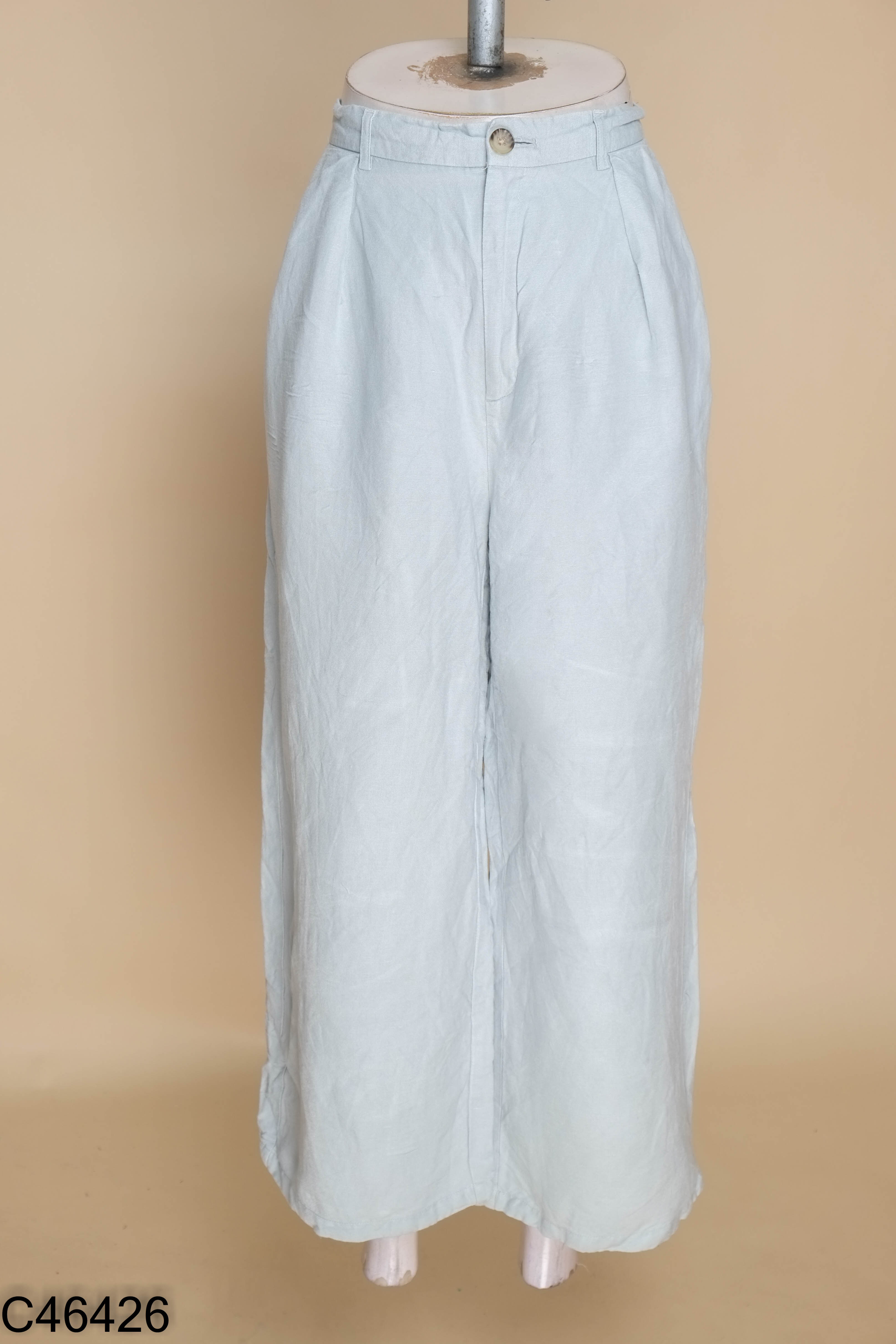 Quần linen GU xanh