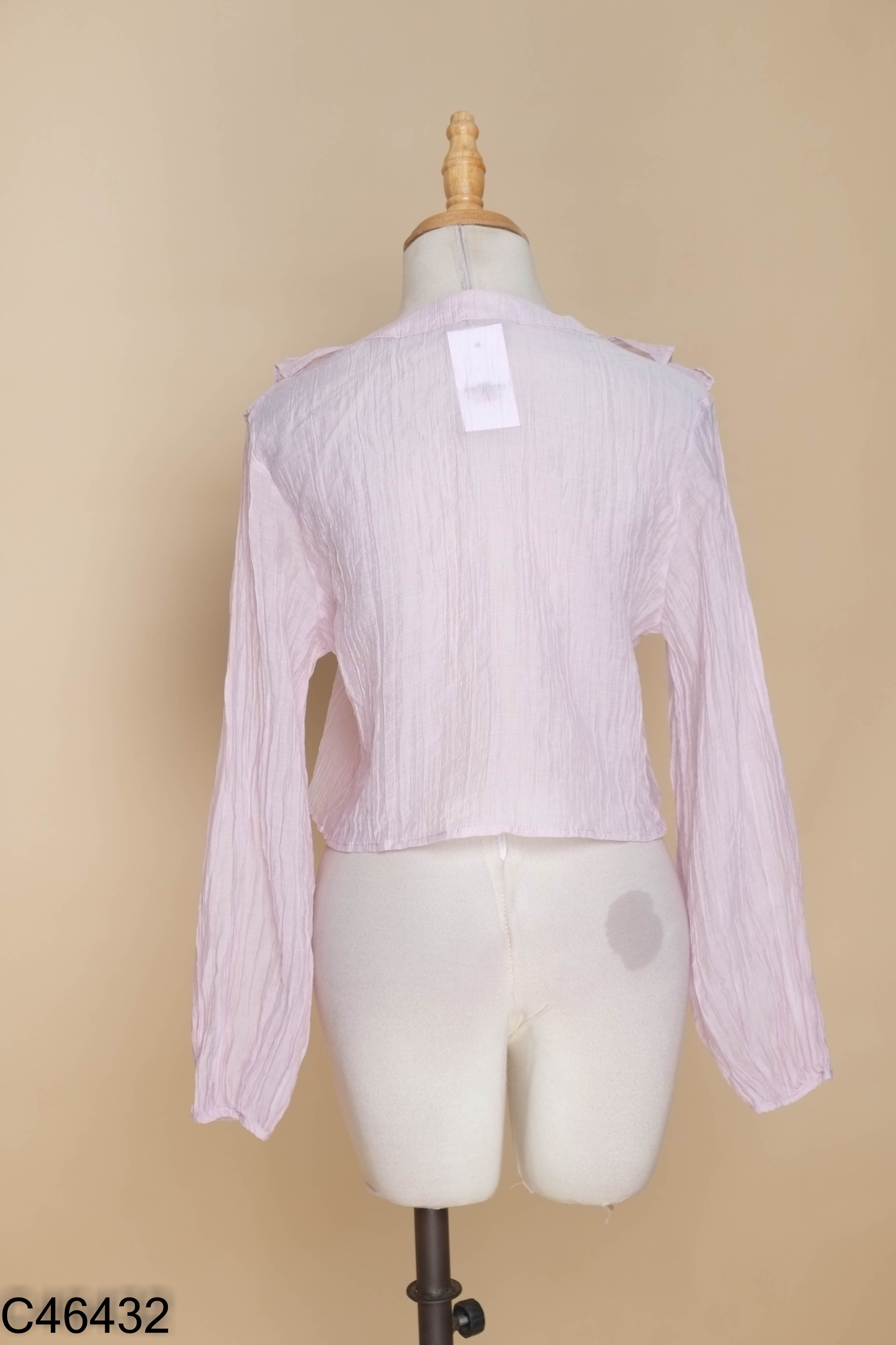 Áo voan kiểu hồng phối bèo croptop
