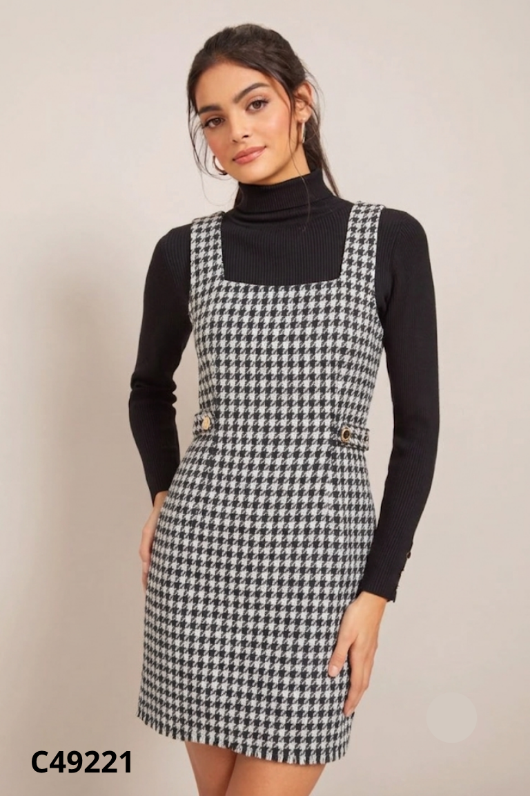 Váy DOTTI đen caro trắng