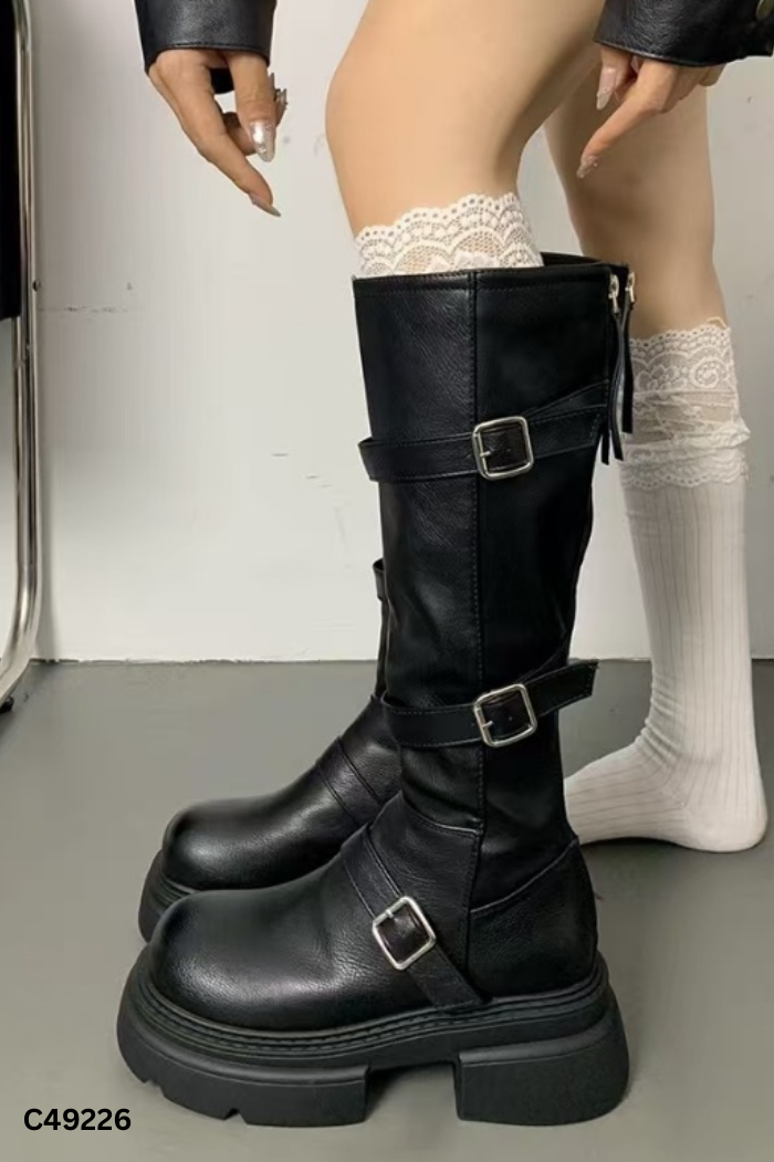 NEW Boots da đen phối khóa 5P