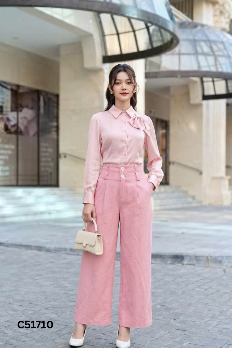 Quần suông hồng 2 cúc