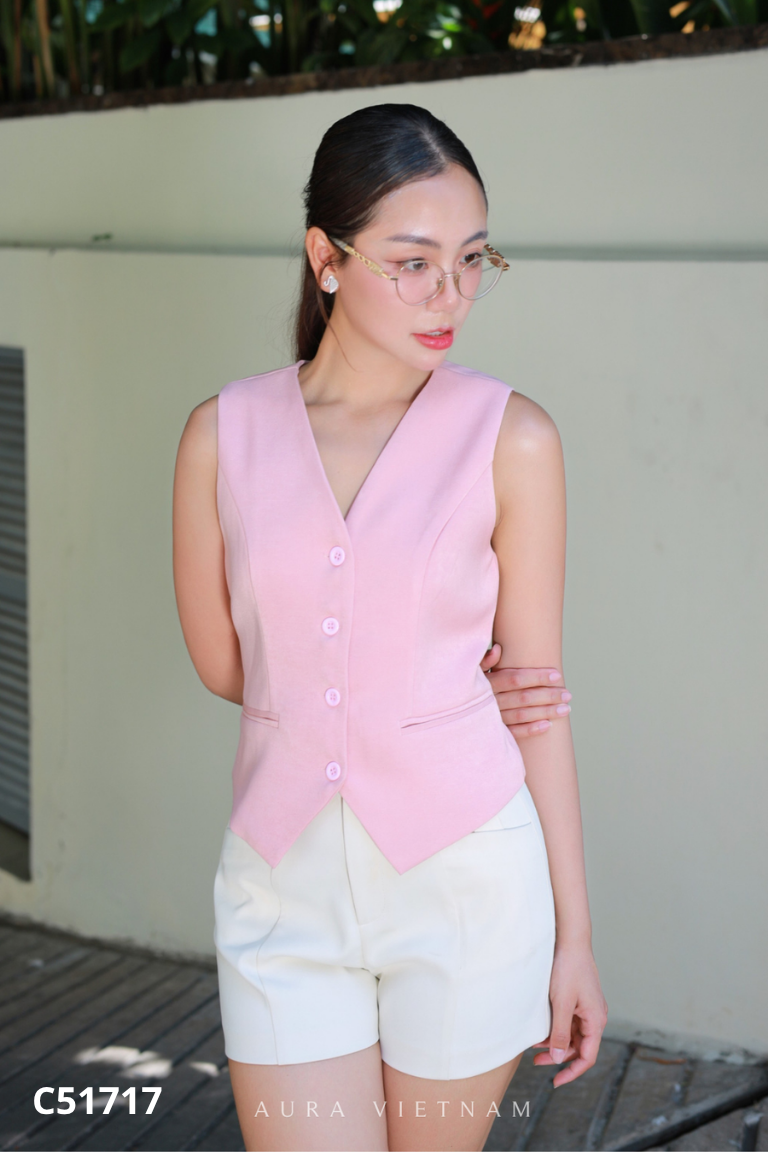 Áo vgile vest hồng AURA