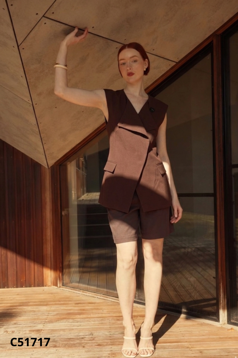 Áo khoác gile vest đỏ mận