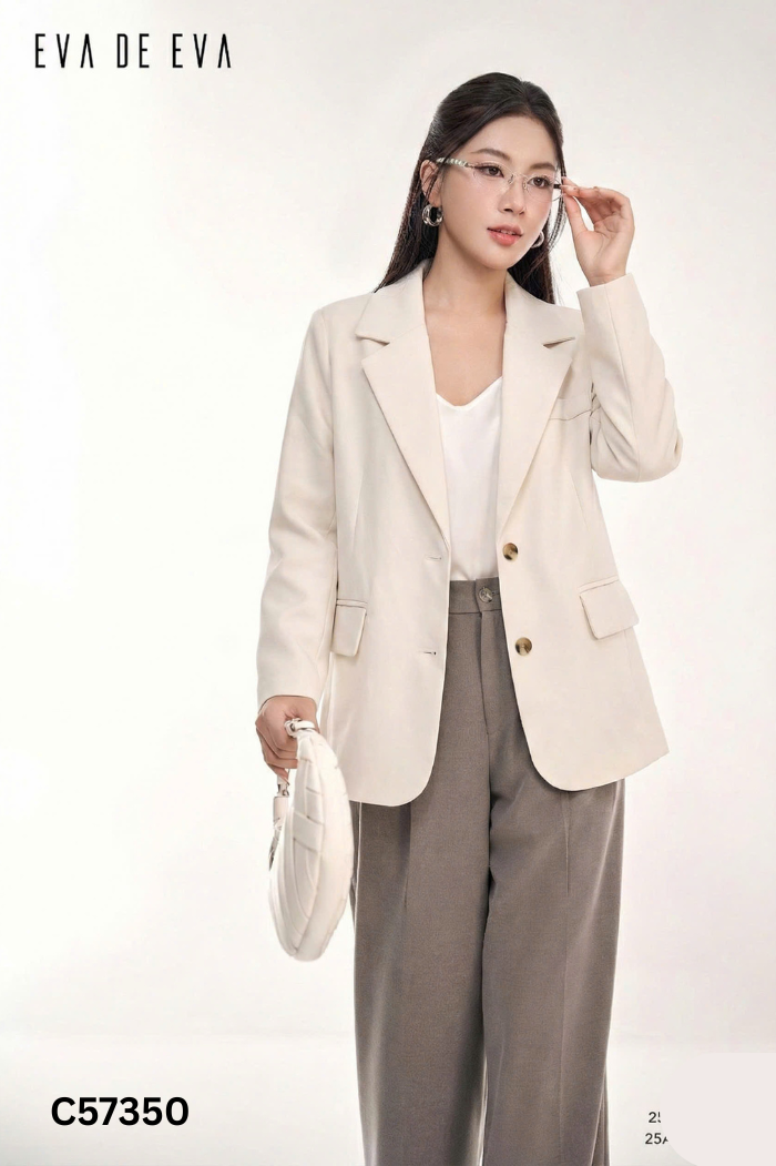 Áo blazer be trơn
