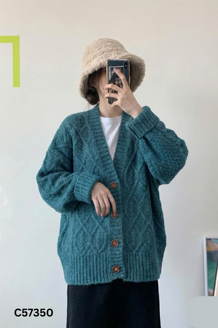 Áo cardigan xanh lá