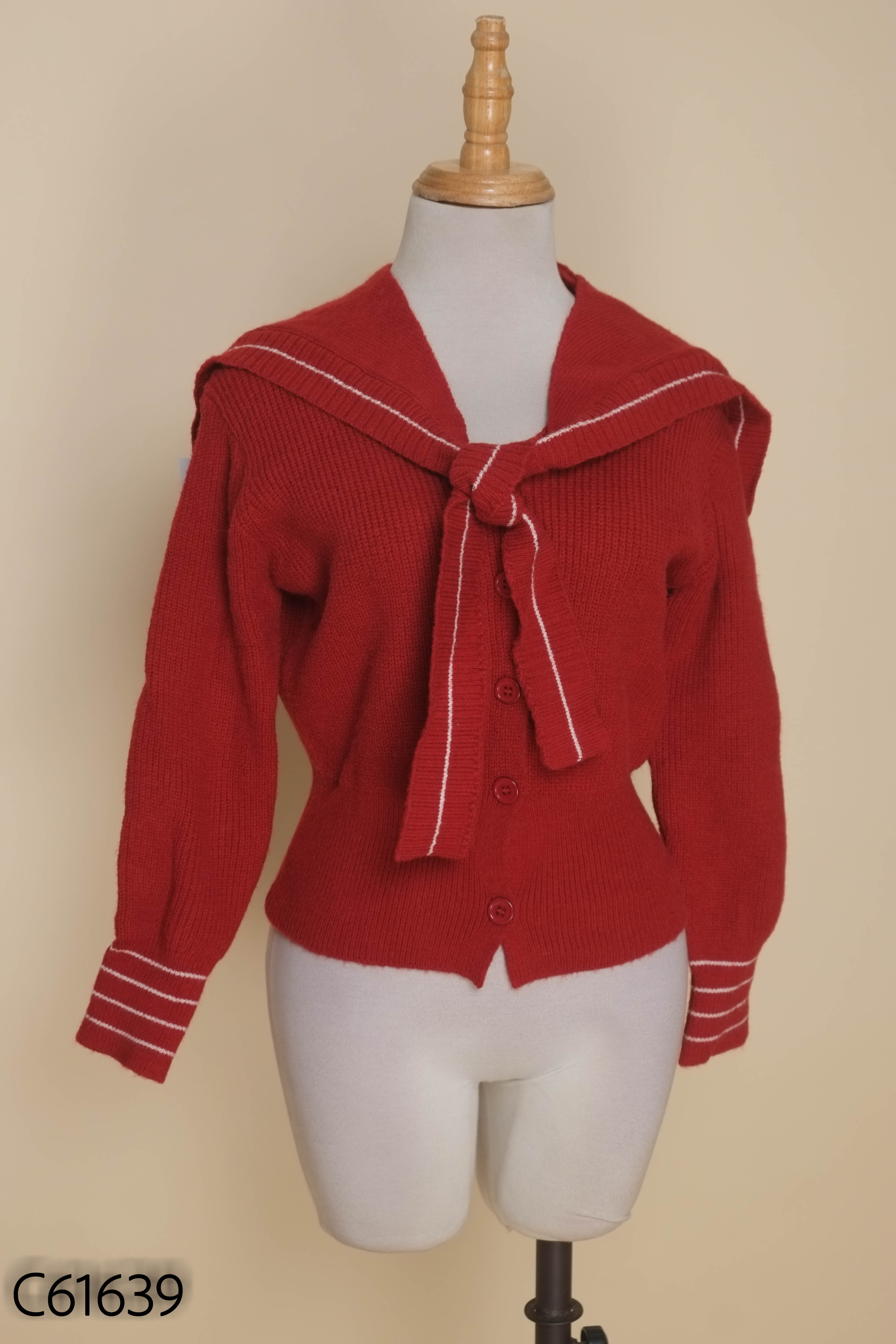 SET áo cardigans đỏ dáng ngắn+ khăn thủy thủ