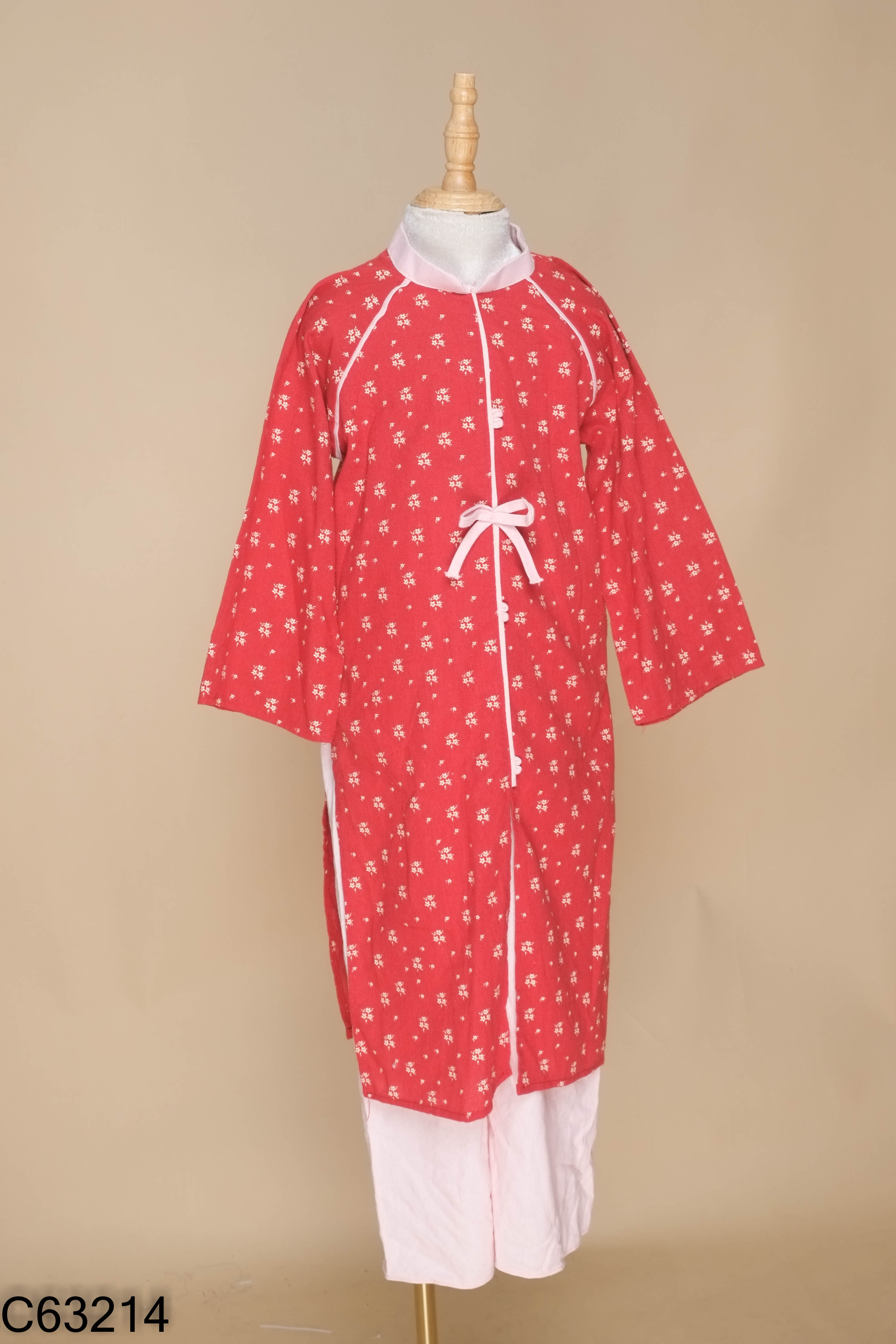 Set áo dài đỏ + quần hồng kid