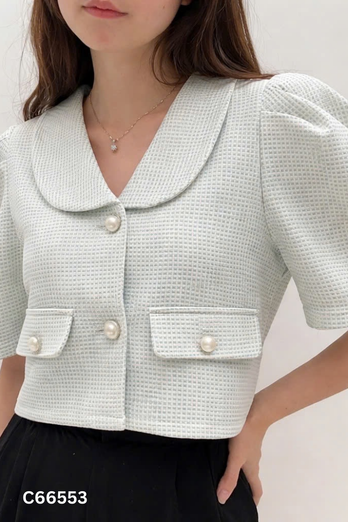 Áo dạ be kim tuyến cúc ngọc