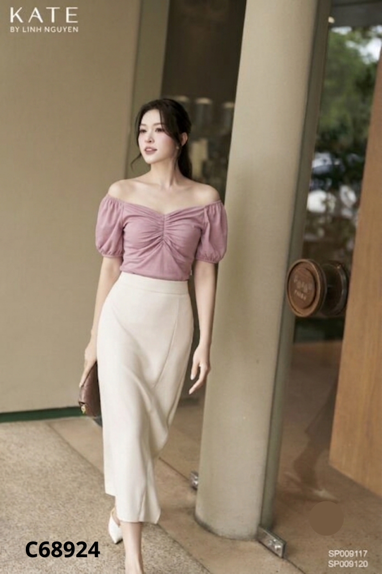 Áo KATE BY LINH NGUYEN hồng cổ vuông