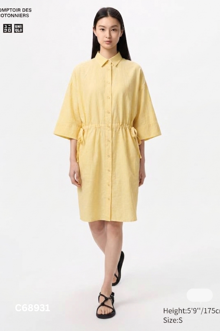 Váy UNIQLO vàng cổ bẻ
