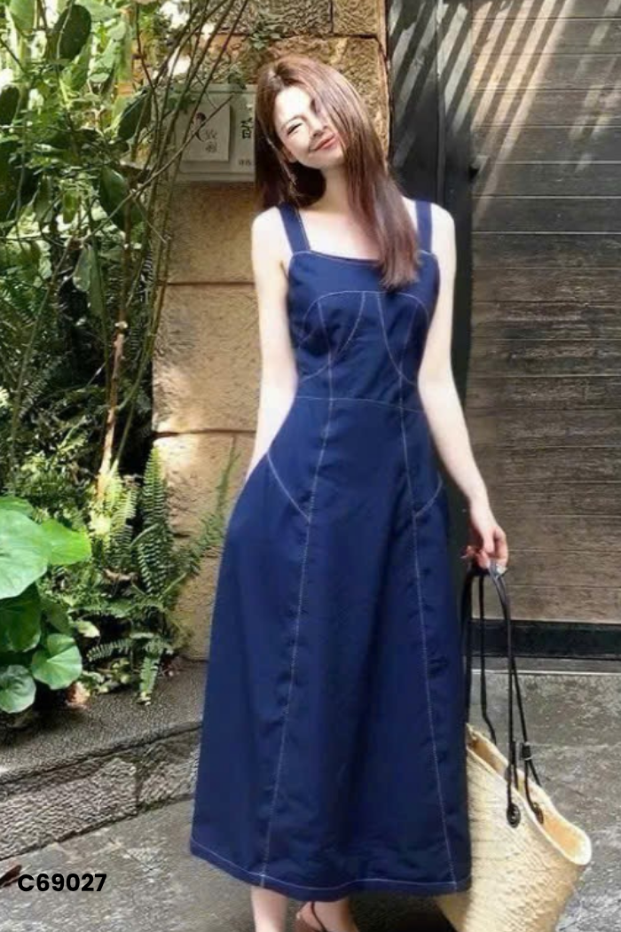 Váy jeans xanh hai dây