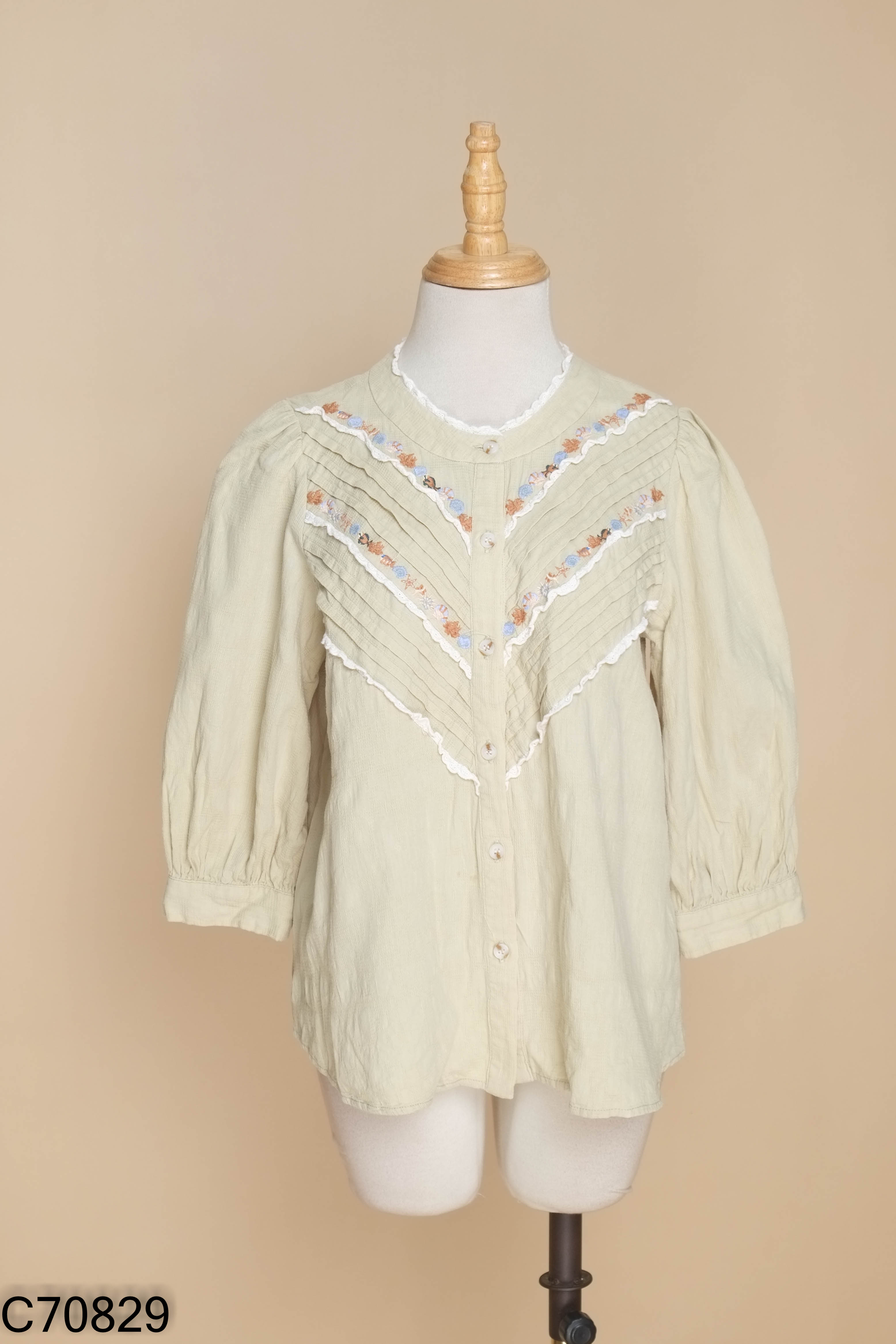Áo đũi xanh AODRE DRESSS thêu hoa