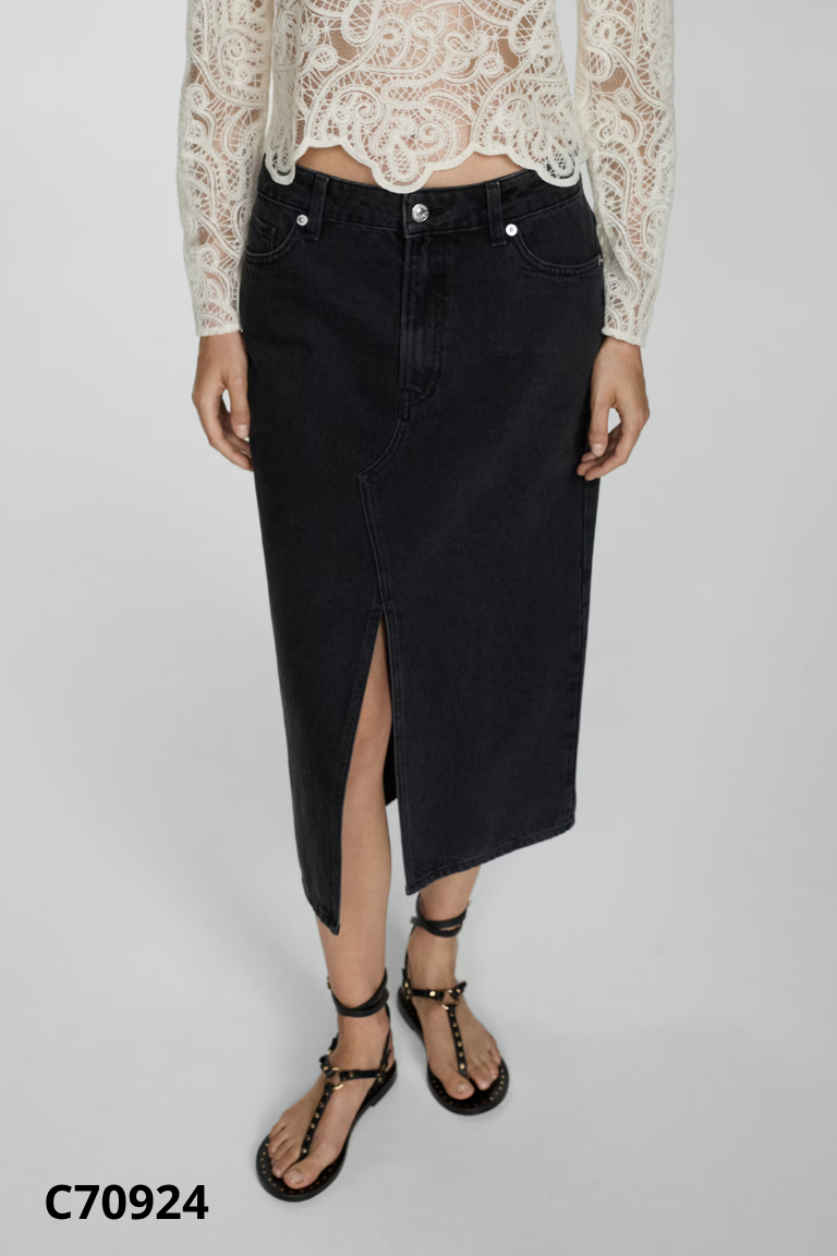 Chân váy MANGO jeans đen