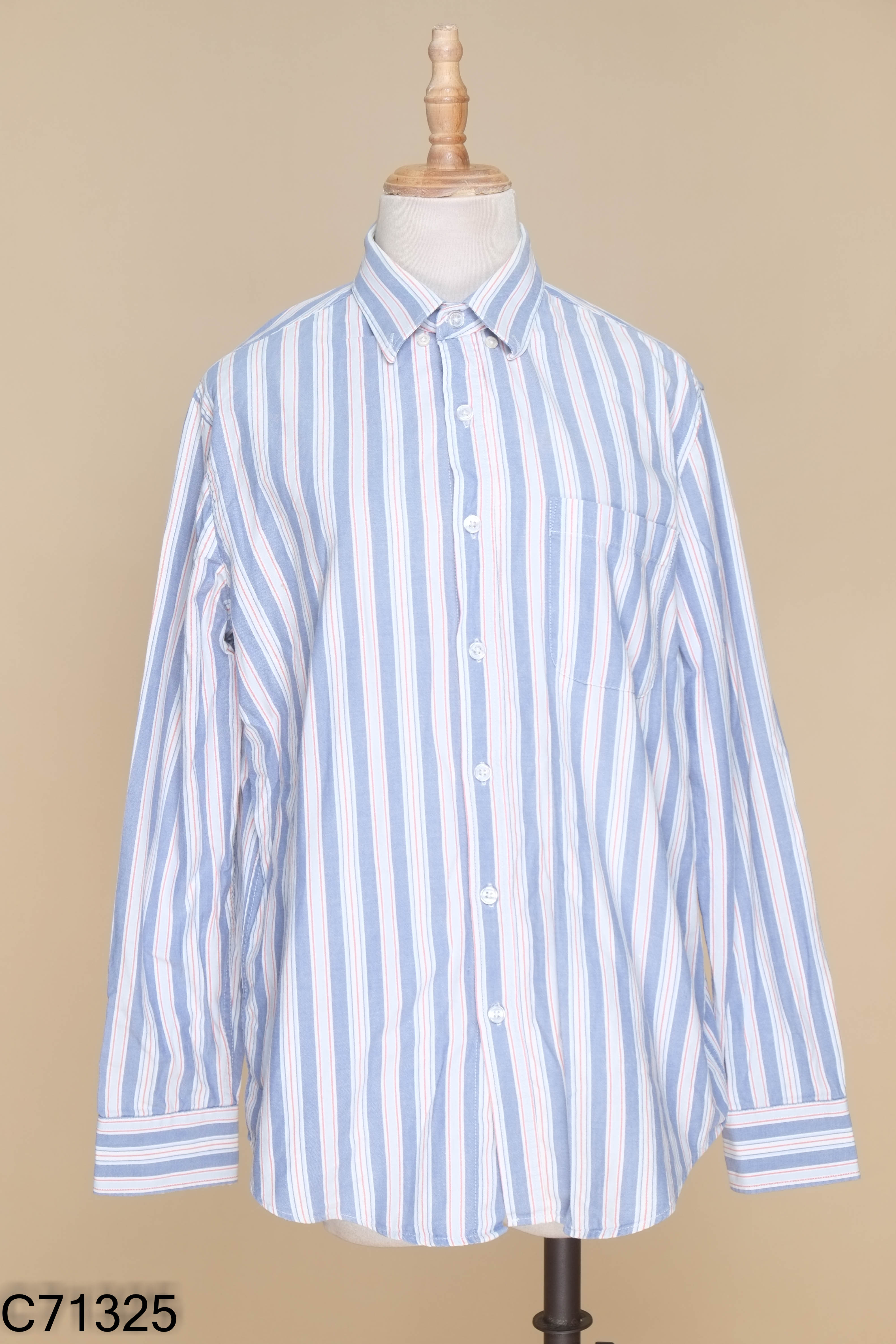 Áo sơ mi xanh kẻ BYCOTTON
