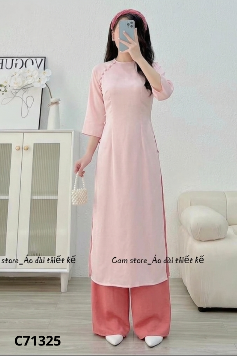 Set áo dài hồng cúc+quần