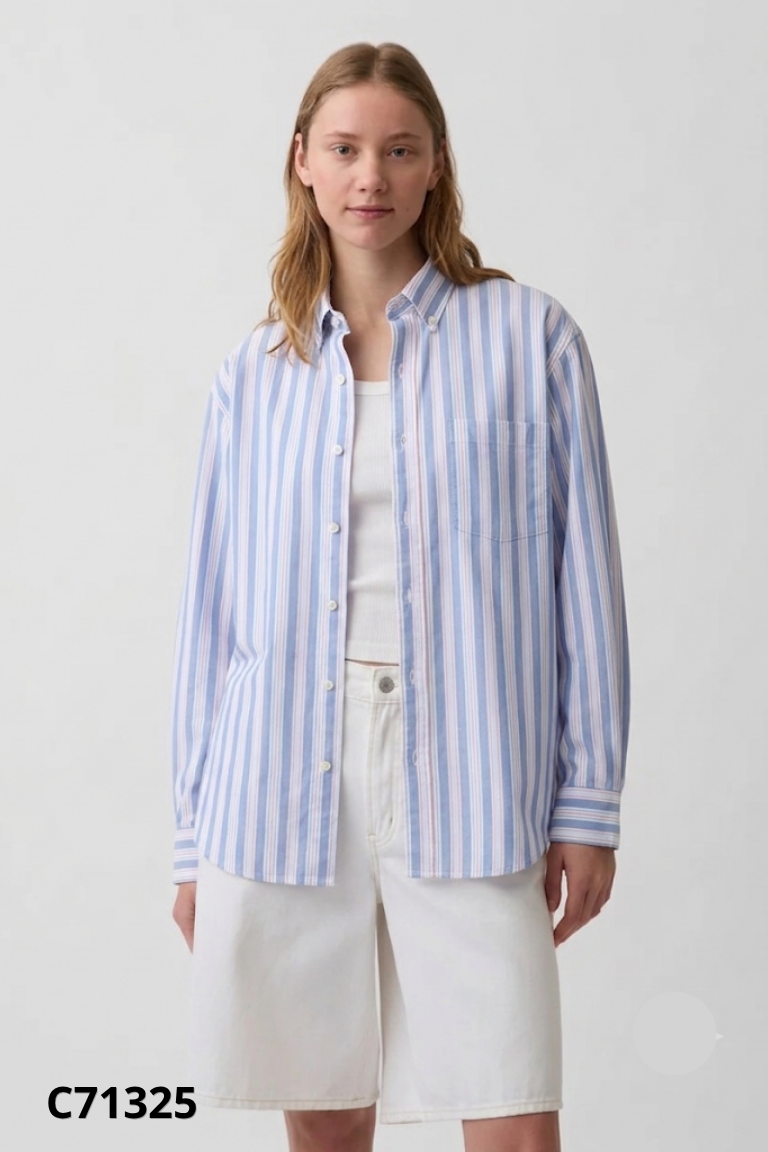 Áo sơ mi xanh kẻ BYCOTTON
