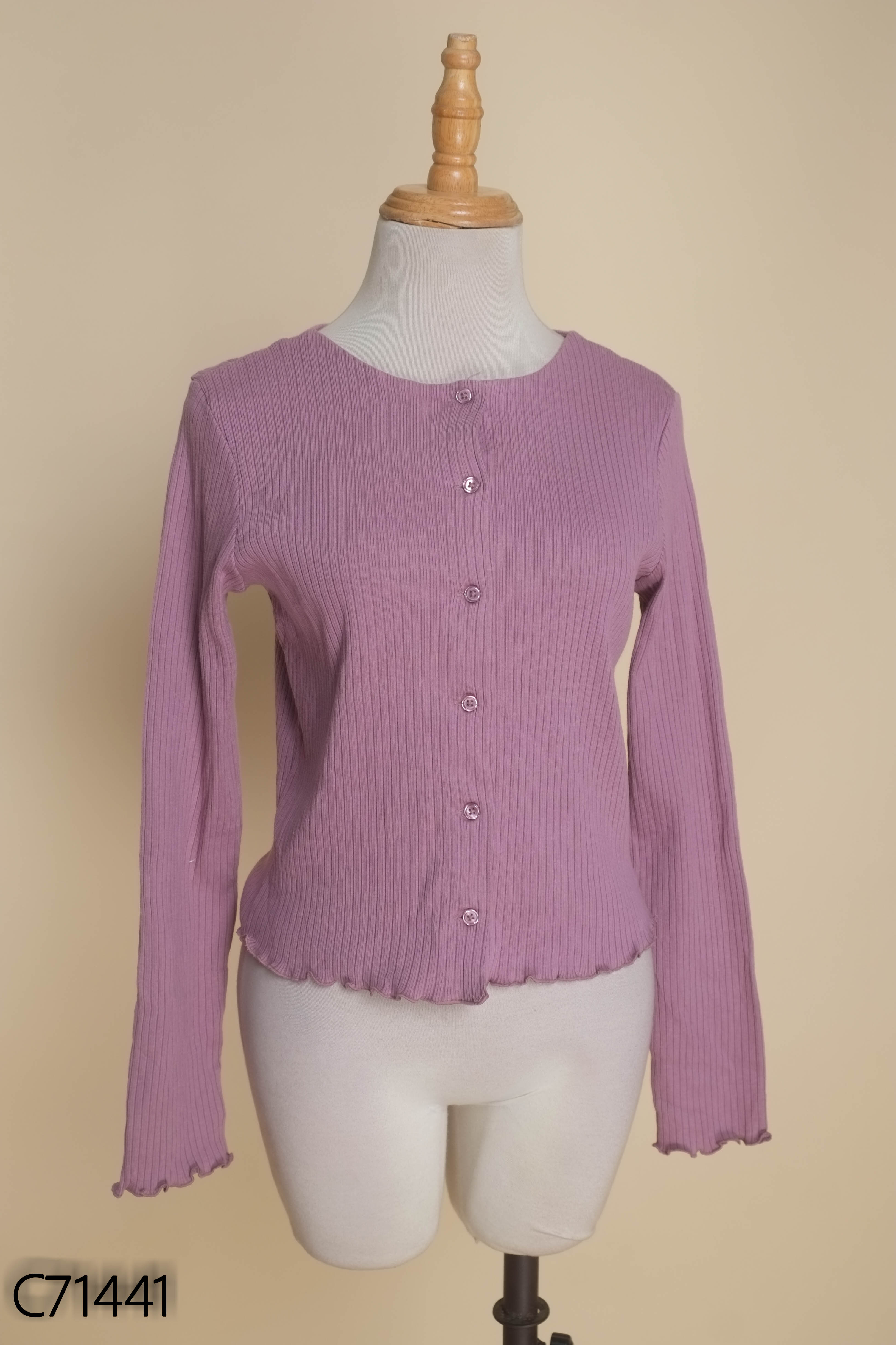 Cardigan tím viền bèo