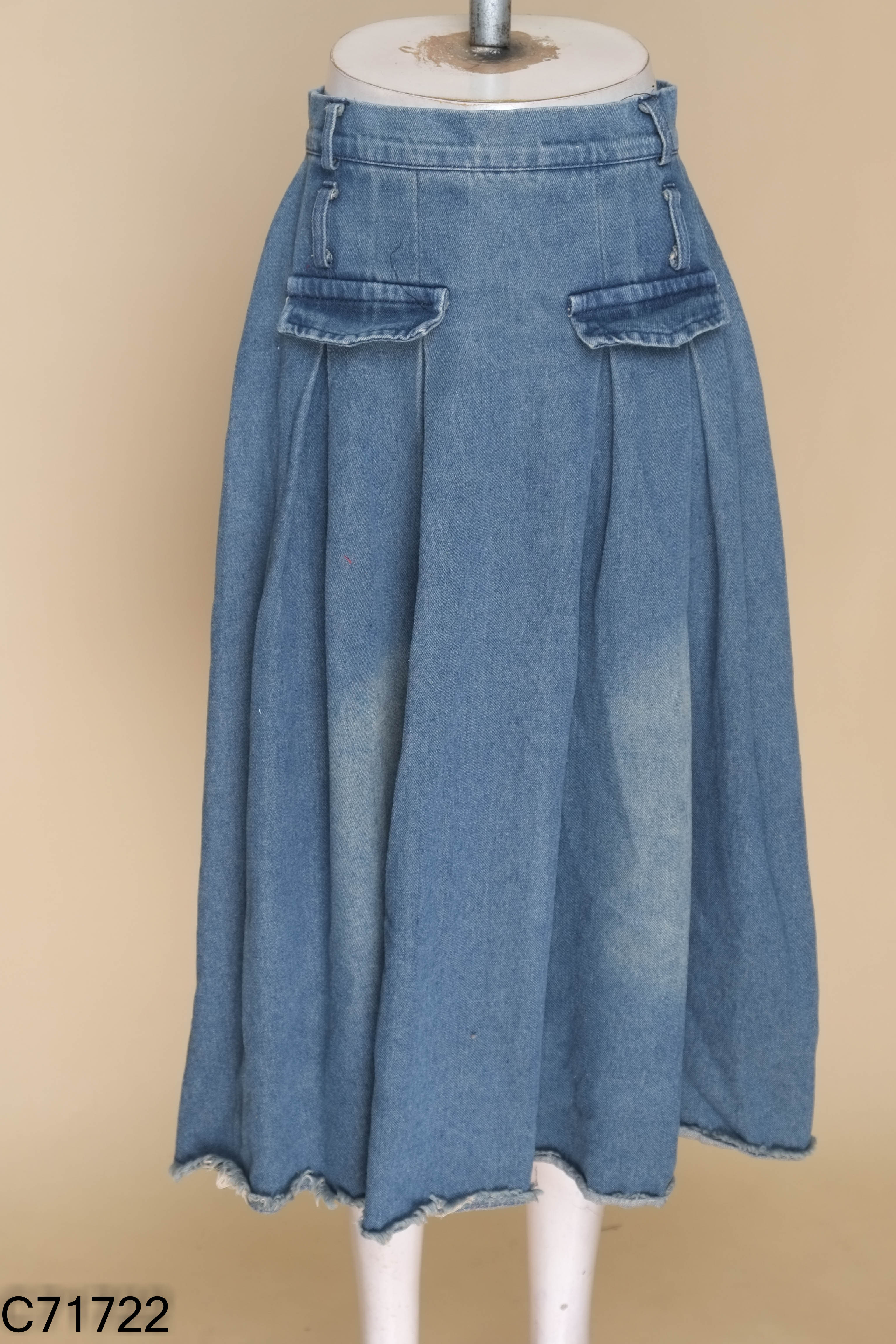 Chân váy jeans xanh dài