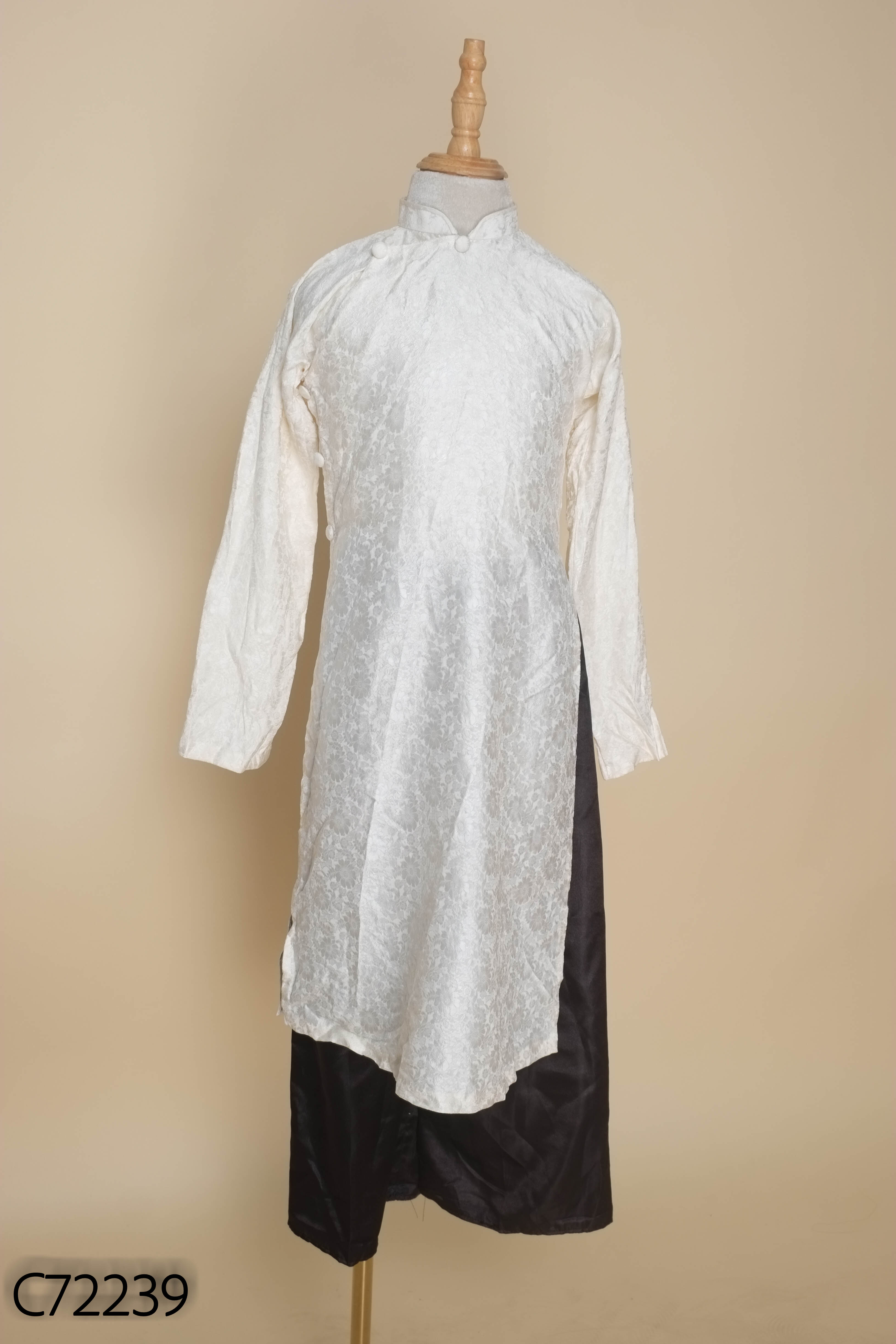 SET áo dài kem+ quần đen KIDS