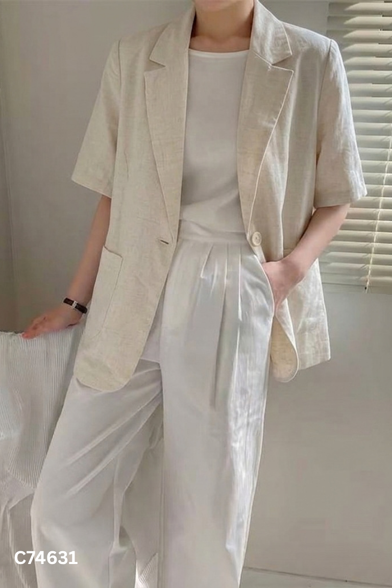 Áo blazer linen be