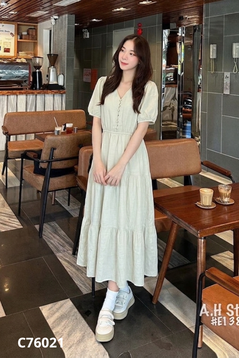 Váy đũi xanh trơn