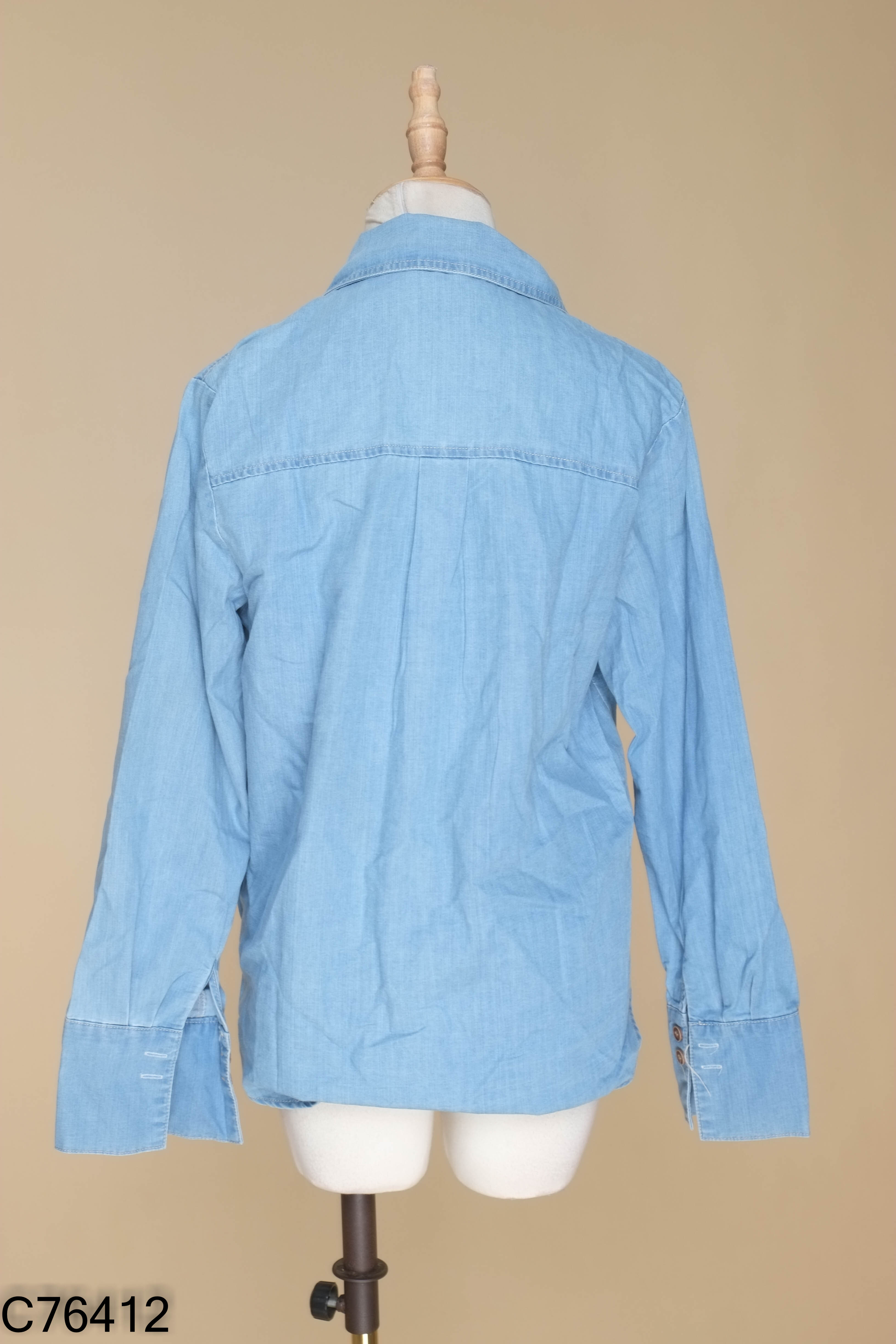 Áo sơ mi GEN VIET jeans xanh trơn