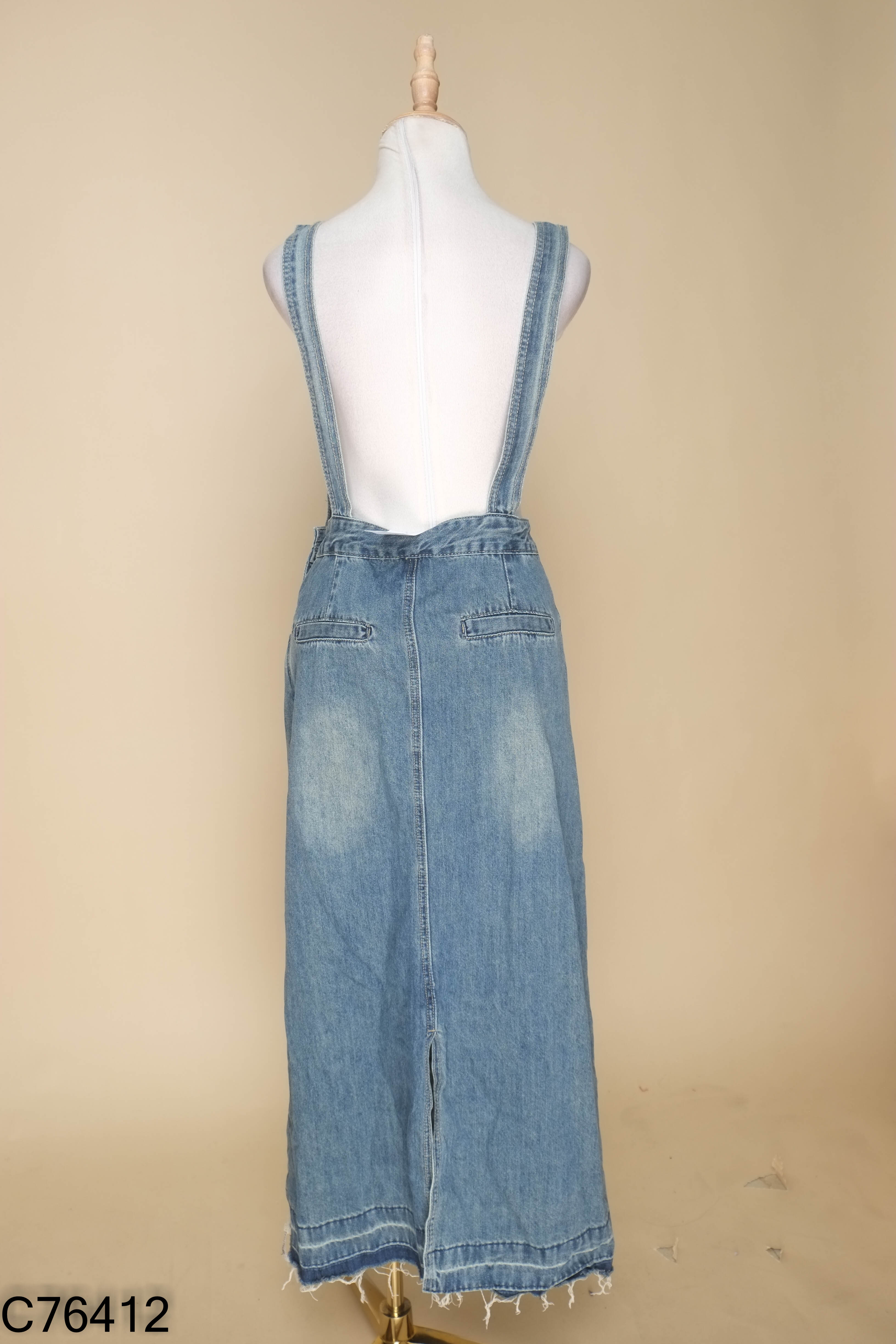 Váy yếm jeans xanh trơn