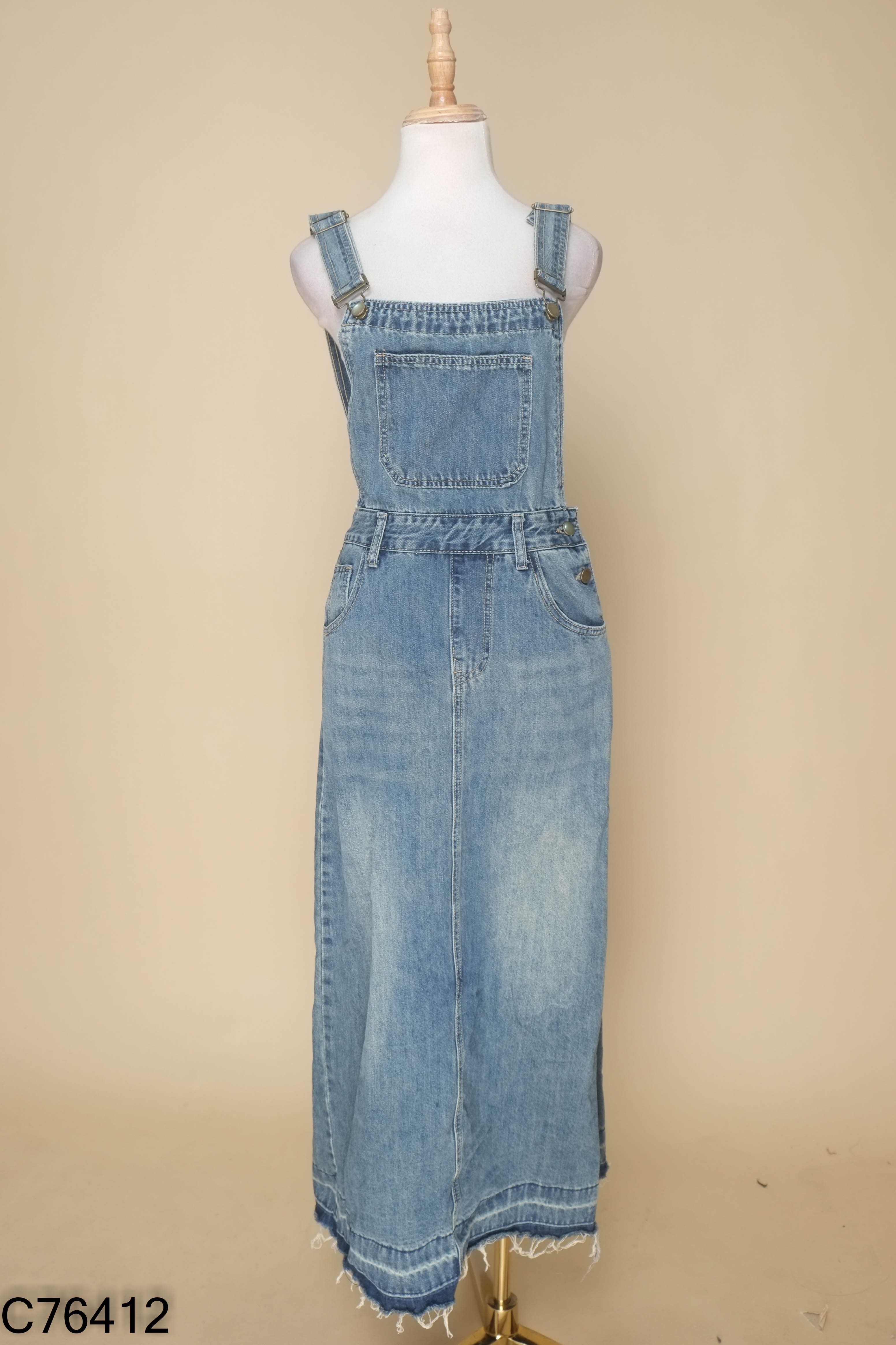 Váy yếm jeans xanh trơn
