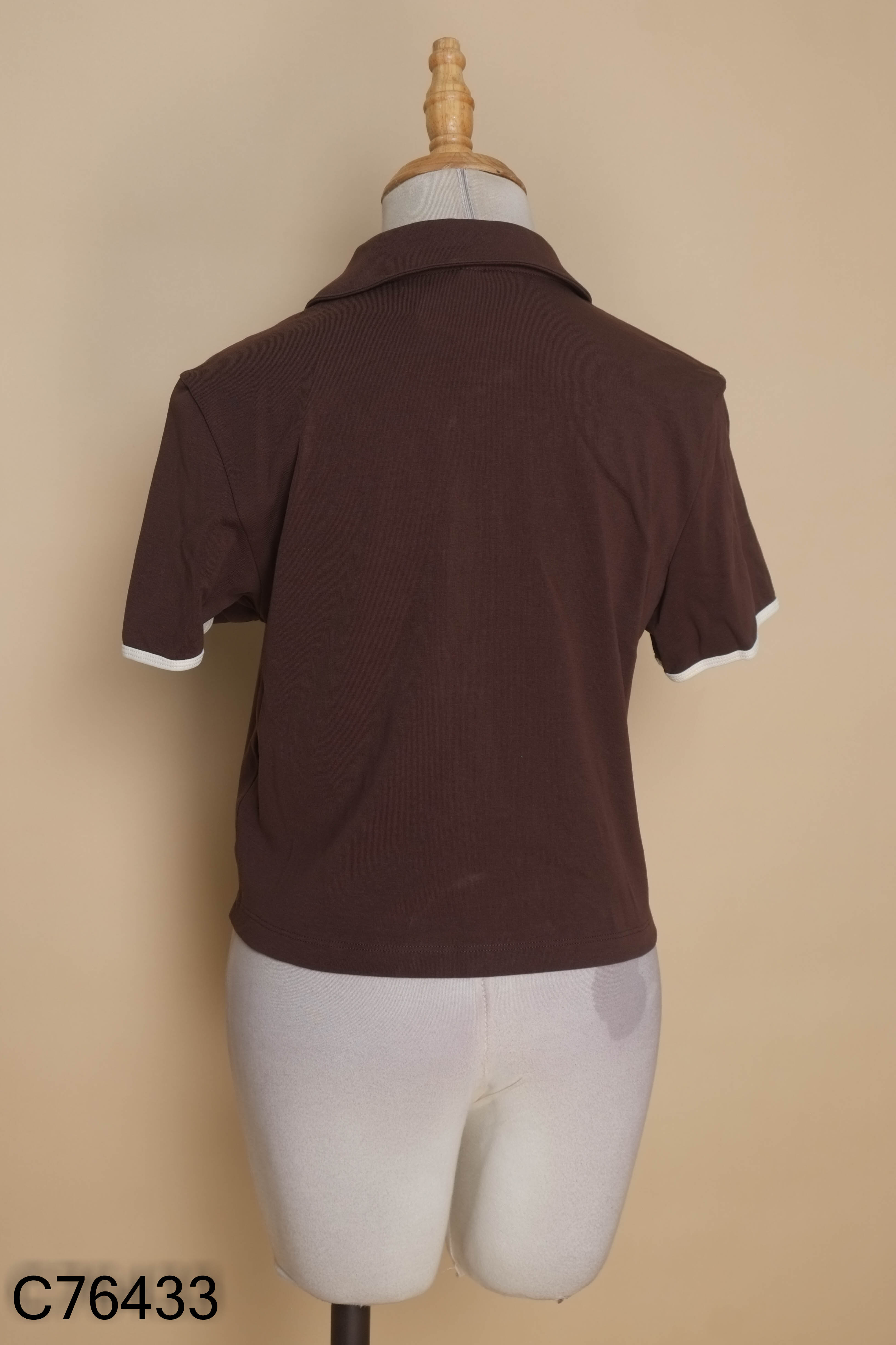 Áo polo nâu YODY croptop