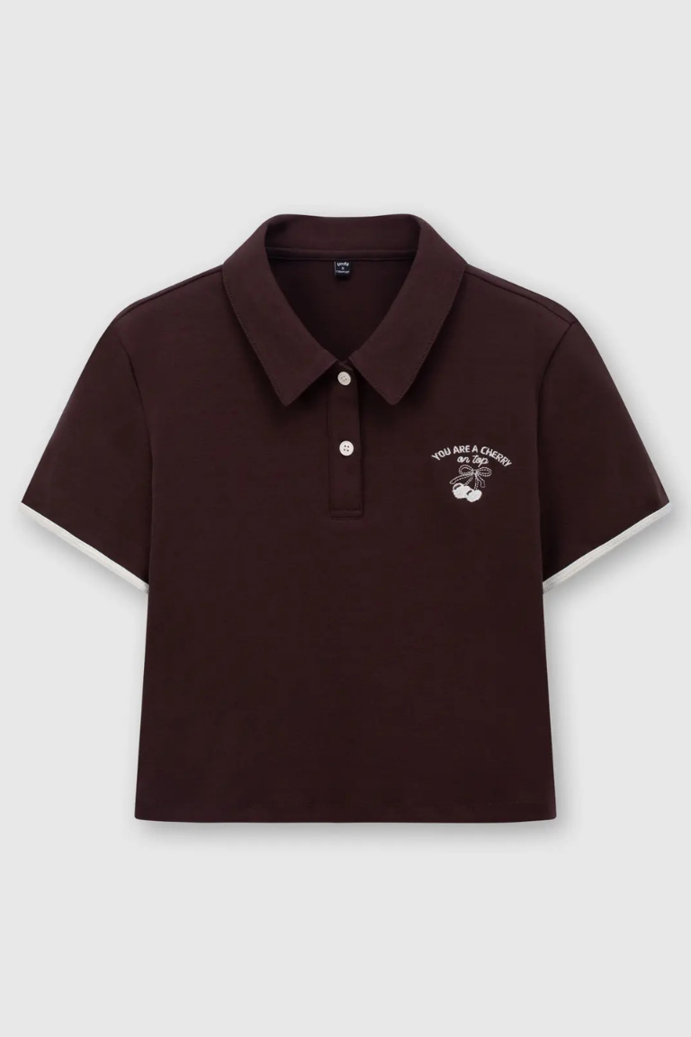 Áo polo nâu YODY croptop