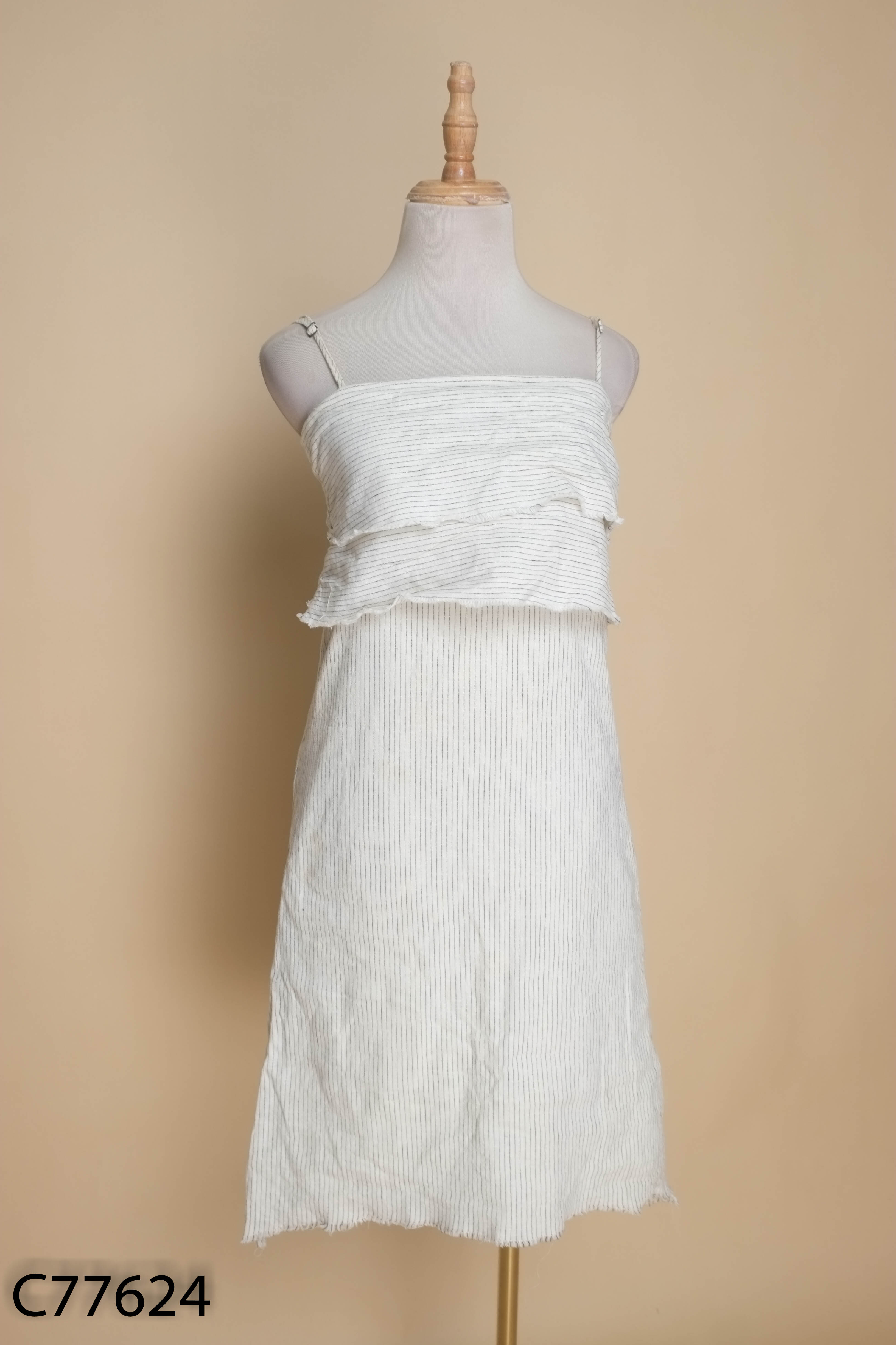 Váy hai dây linen ZARA be sọc