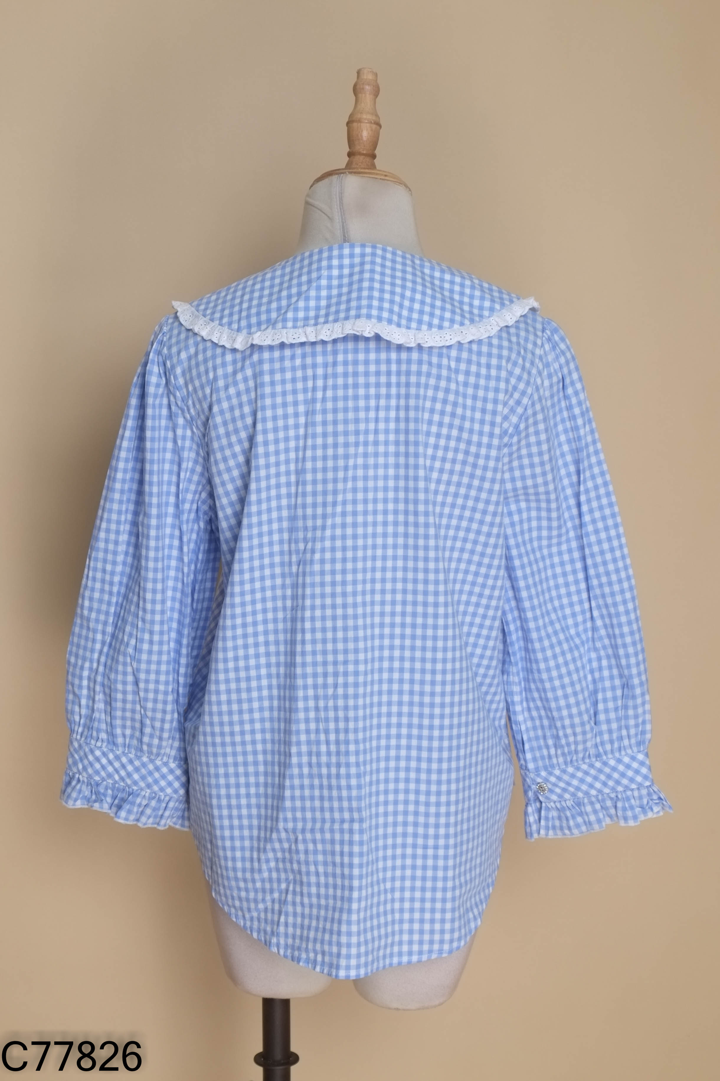 Áo MAISON LEENAA xanh kẻ caro trắng