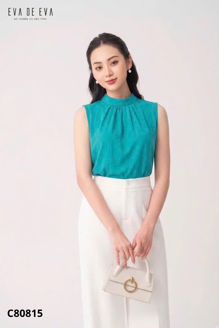 Áo EVA DE EVA xanh thắt nơ cổ
