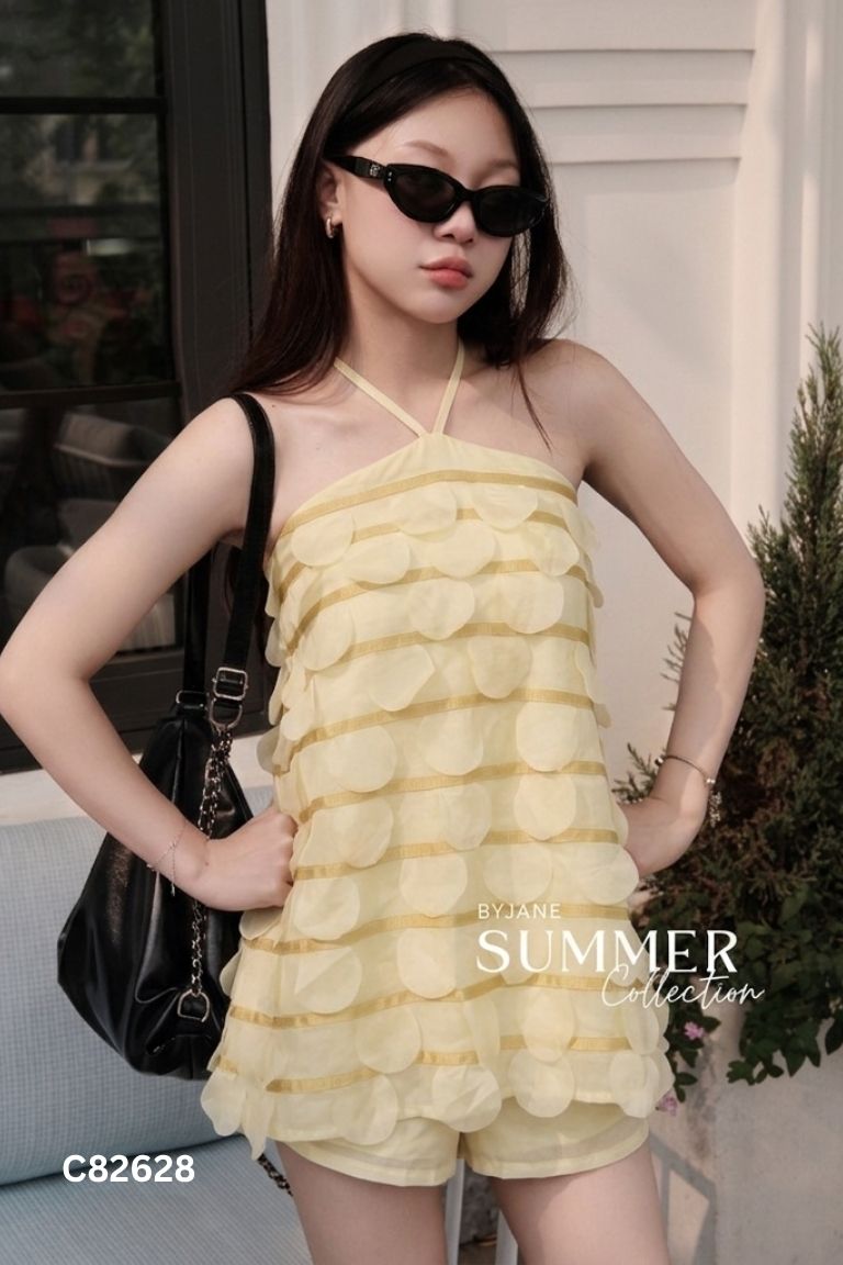 Set GS voan xanh áo kiểu + quần shorts