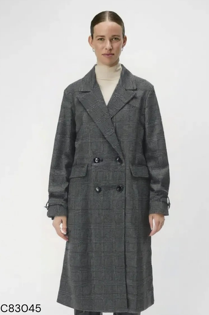 Áo mangto LIIN xám họa tiết