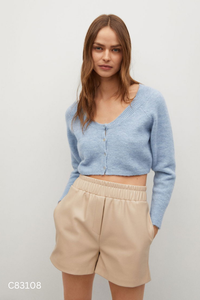Áo croptop MANG len xanh