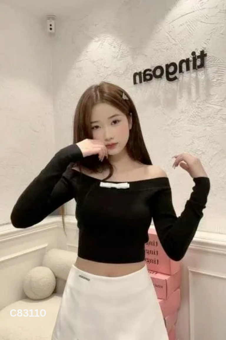 Áo len đen TI NGOAN phối nơ