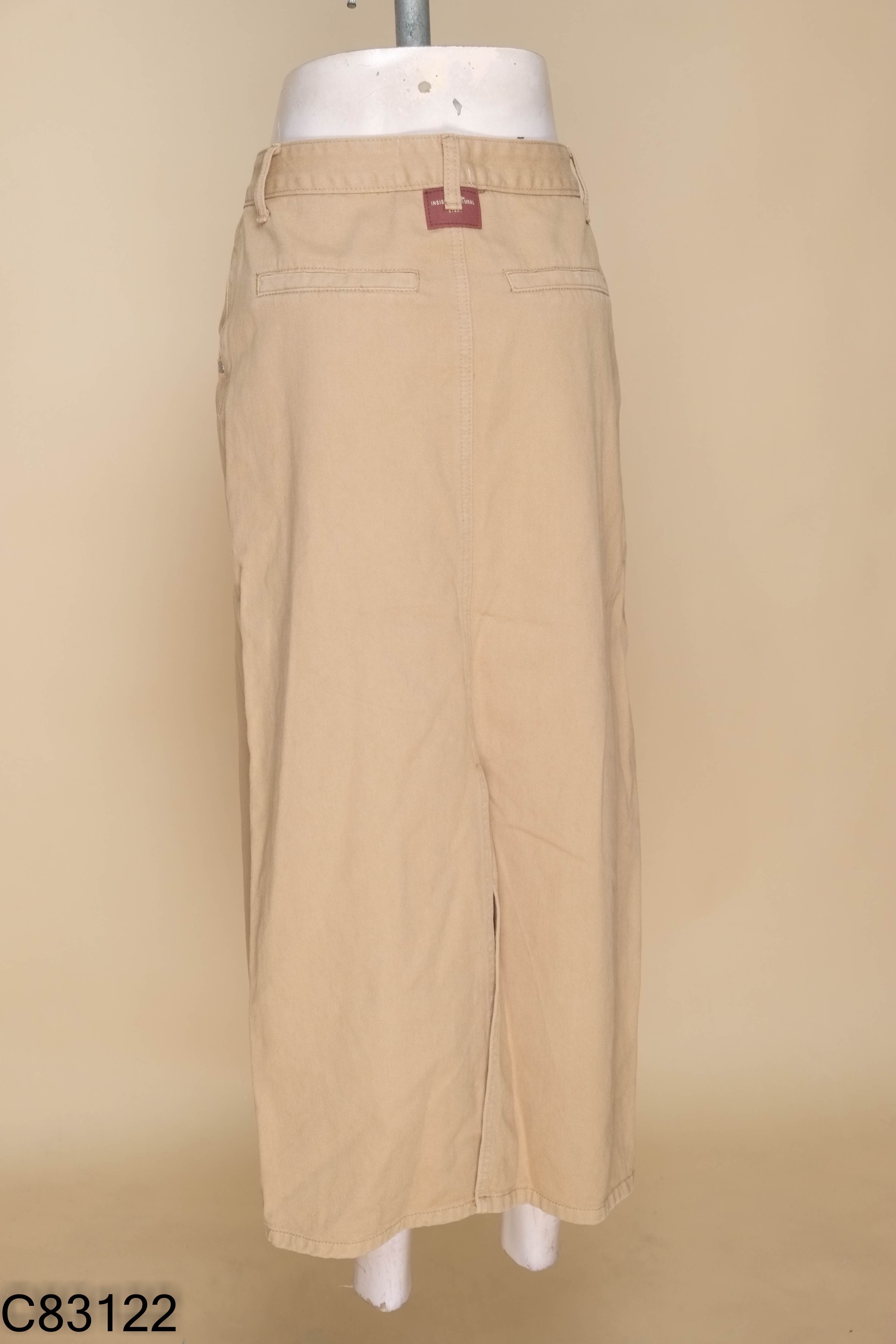 Chân váy jeans nâu be dài