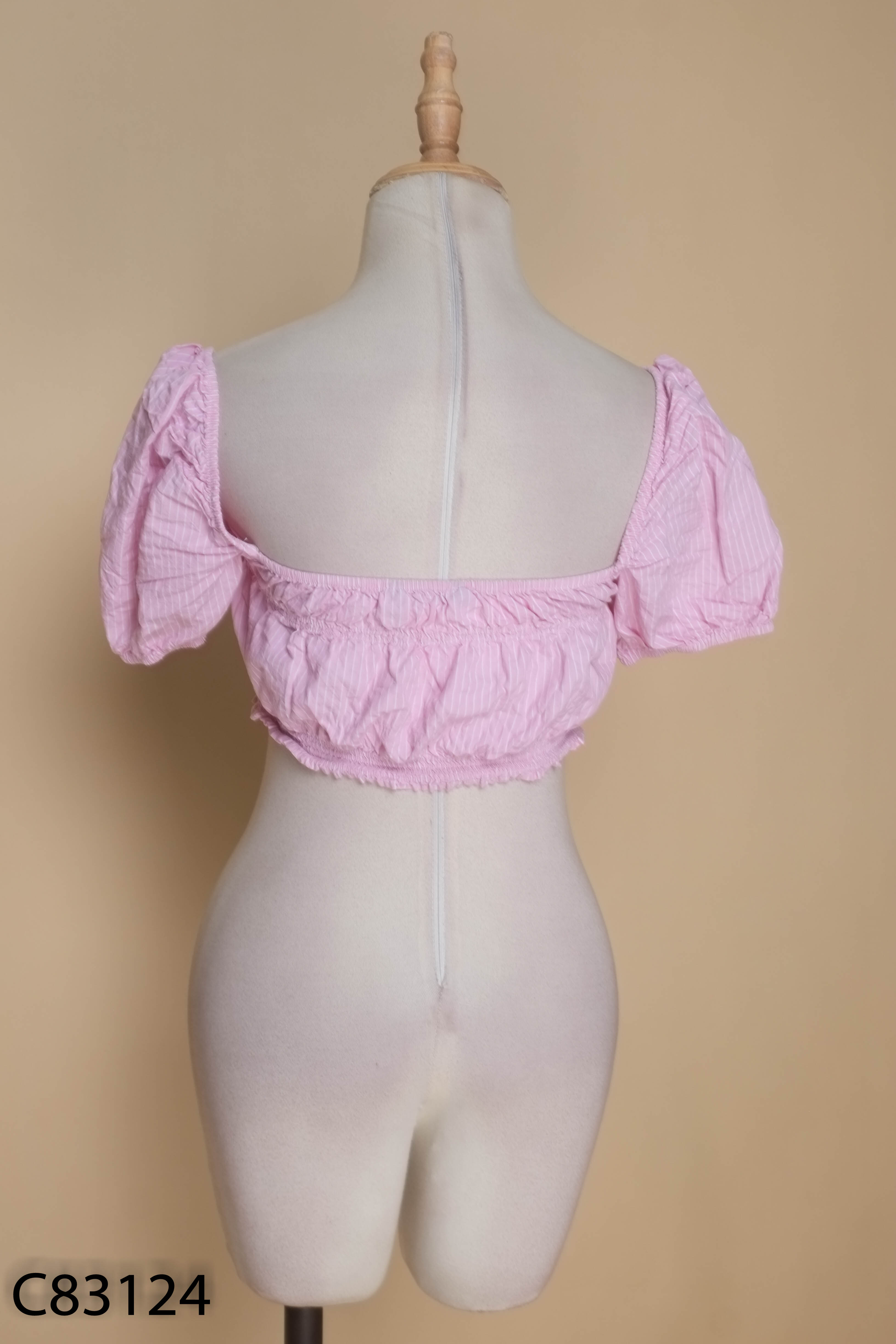 Áo croptop ZARA hồng sọc