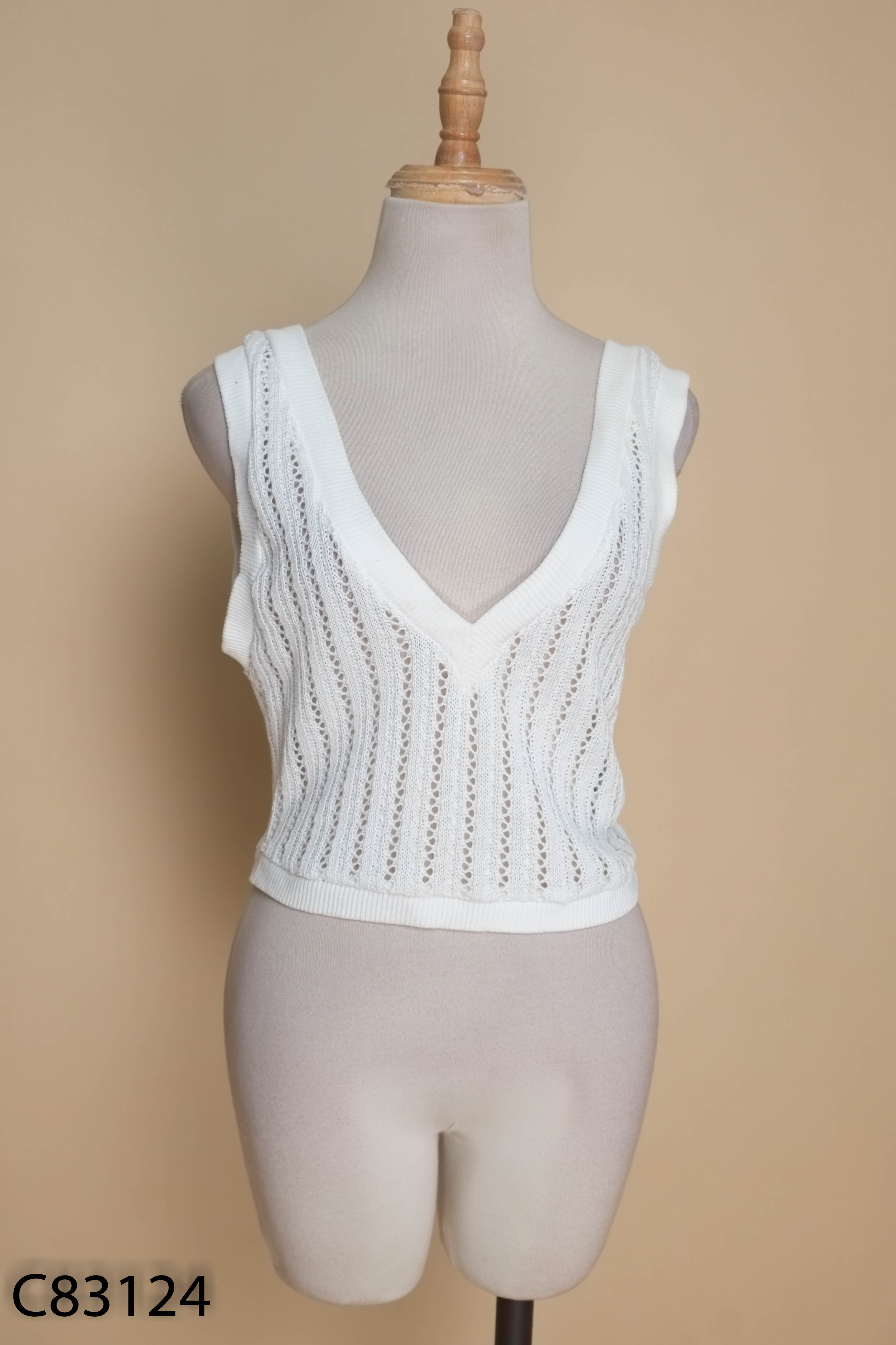 Áo sát nách ZARA trắng lỗ