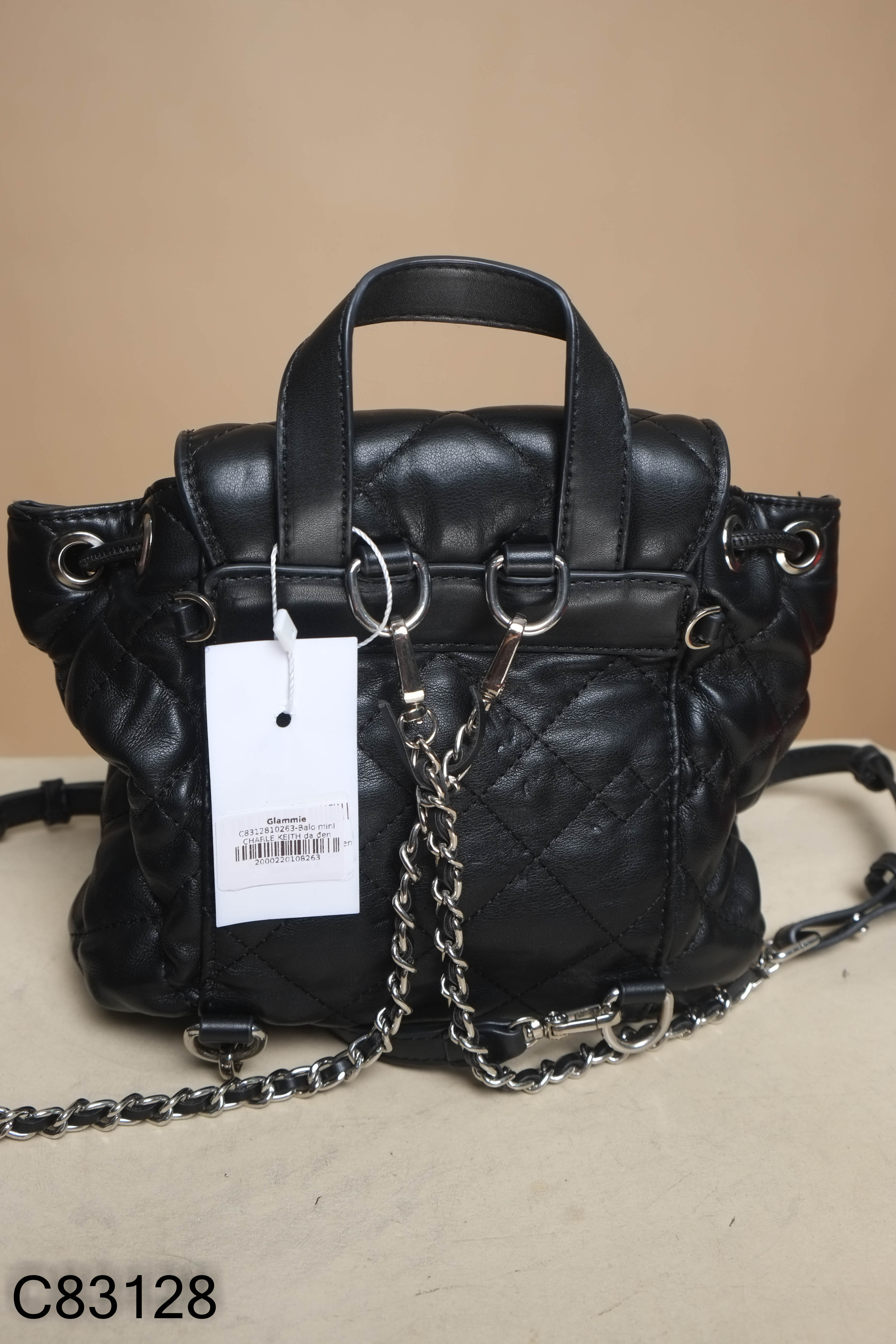 Balo mini CHARLE KEITH da đen trần trám