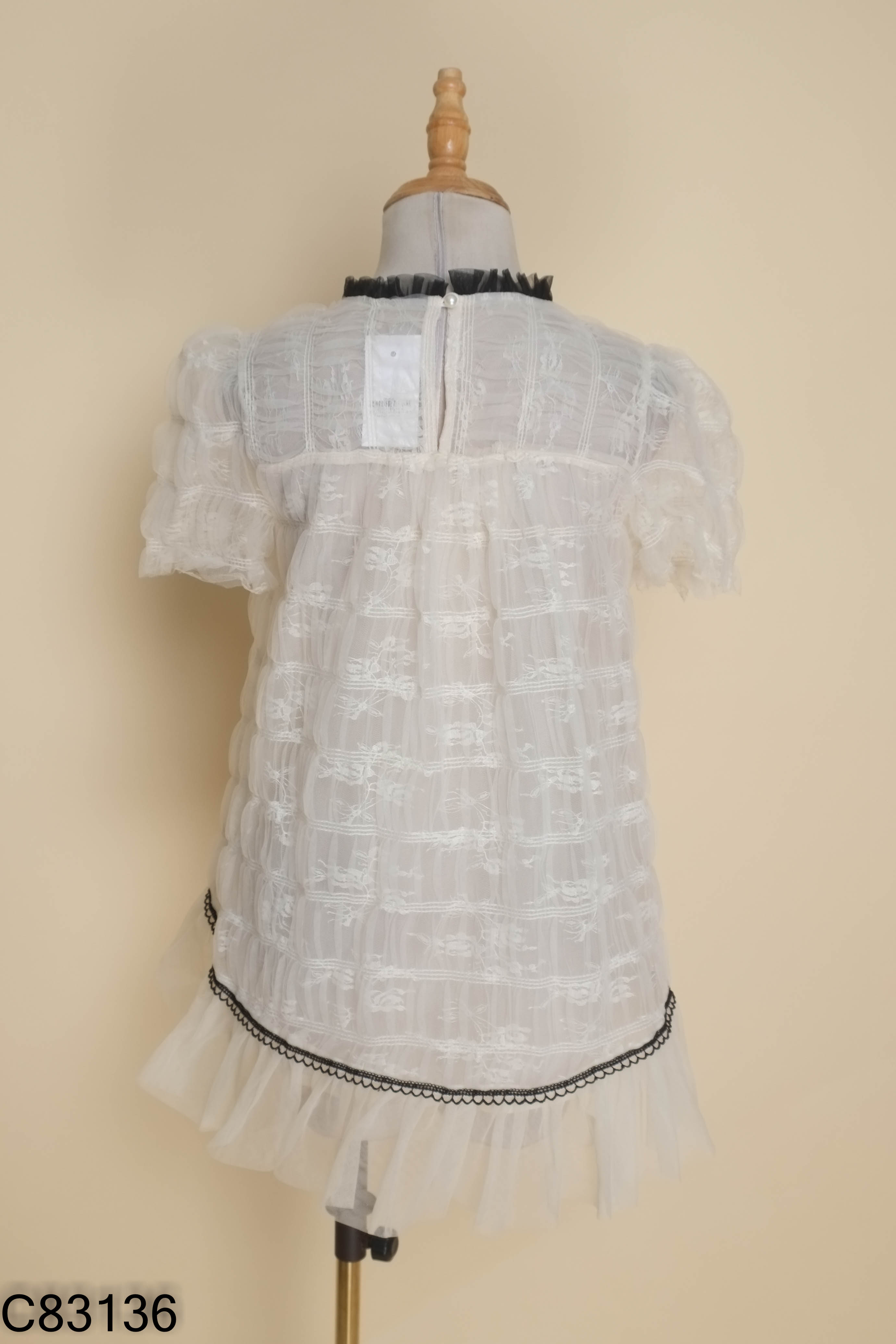 Áo babydoll be lưới viền đen