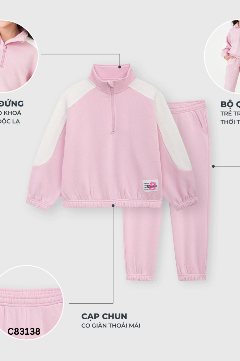 Set nỉ nhung hồng CANIFA+quần