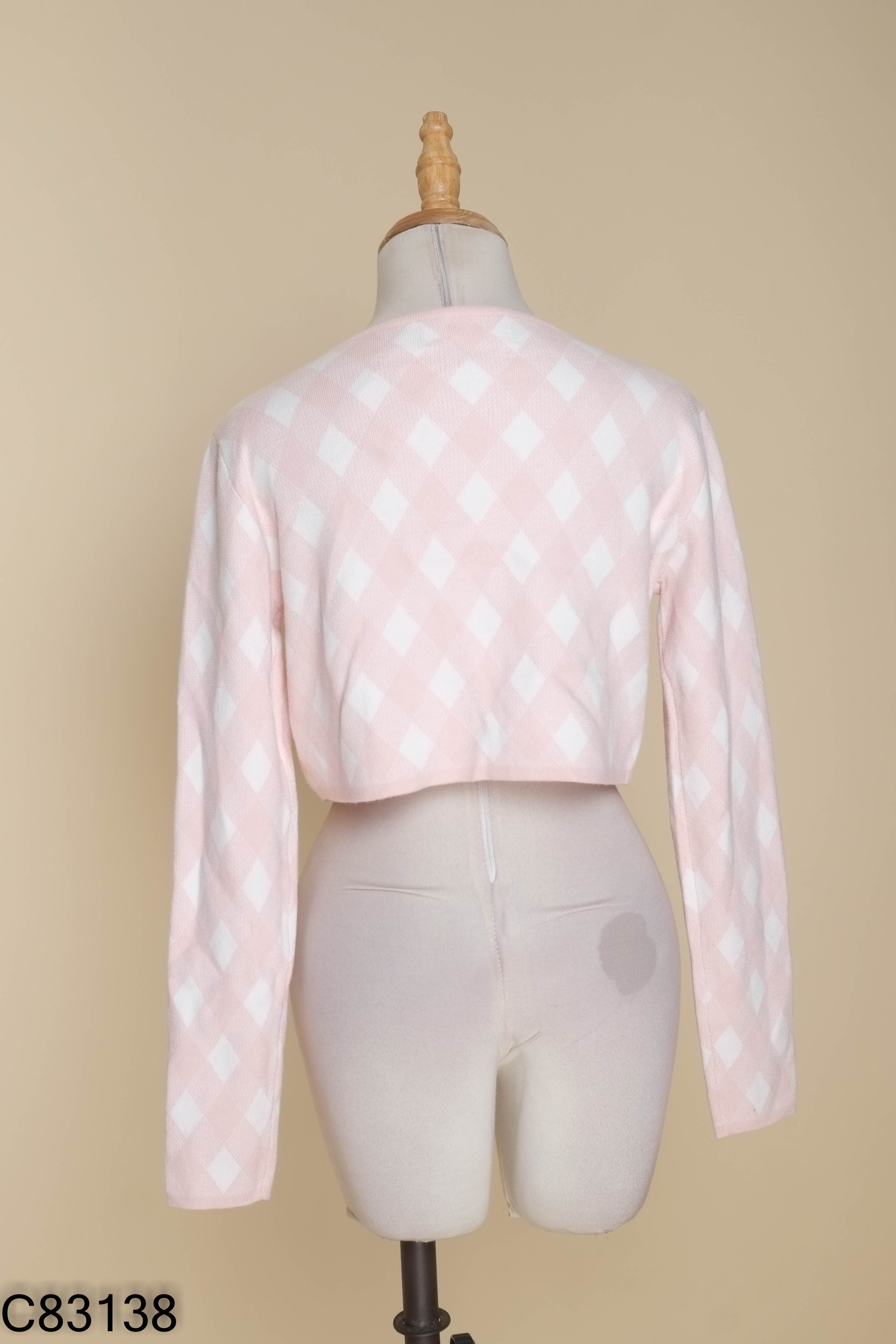 Áo cardigan len hồng TINGOAN họa tiết