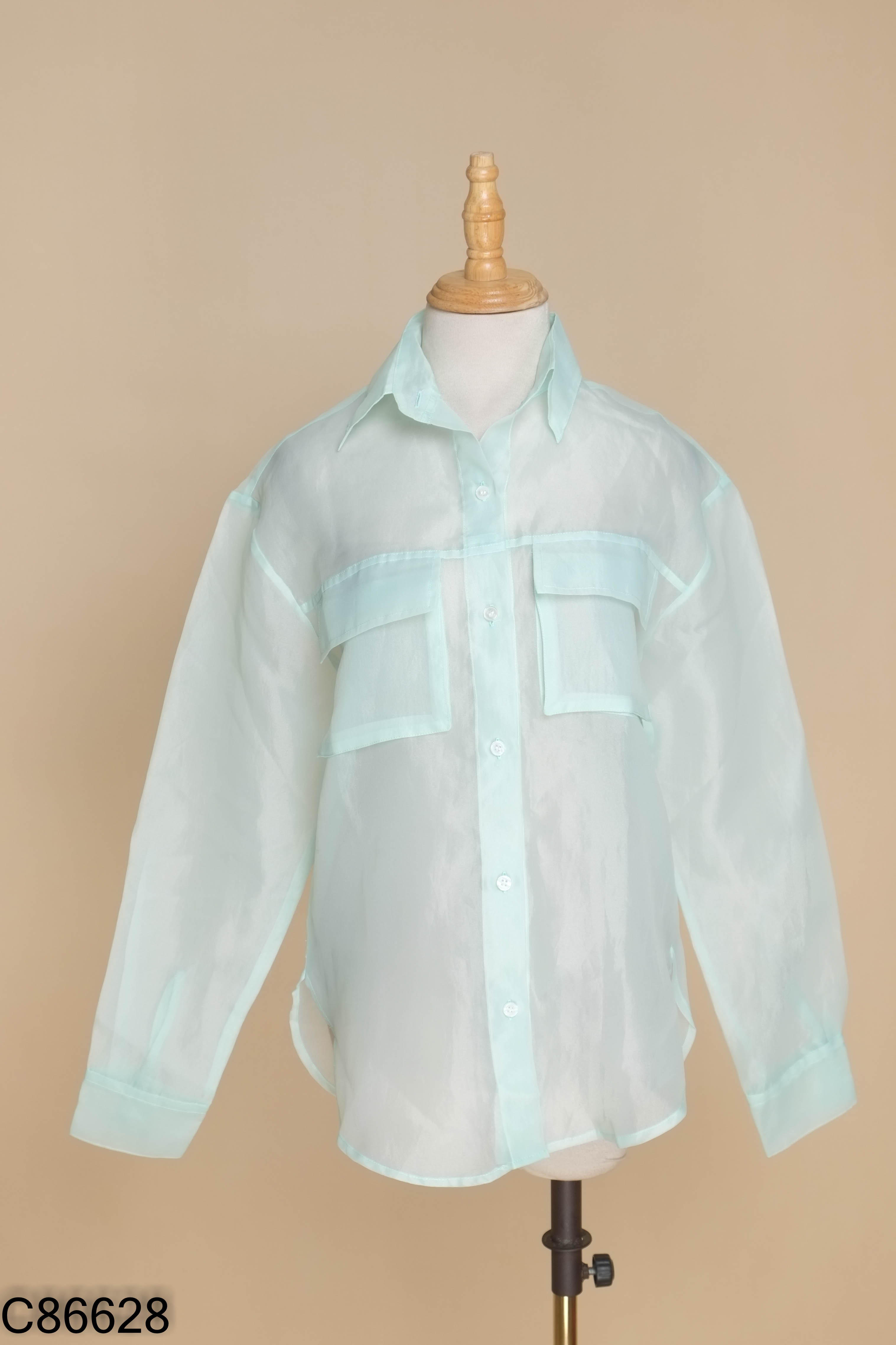 Áo sơ mi chiffon MAYBI xanh